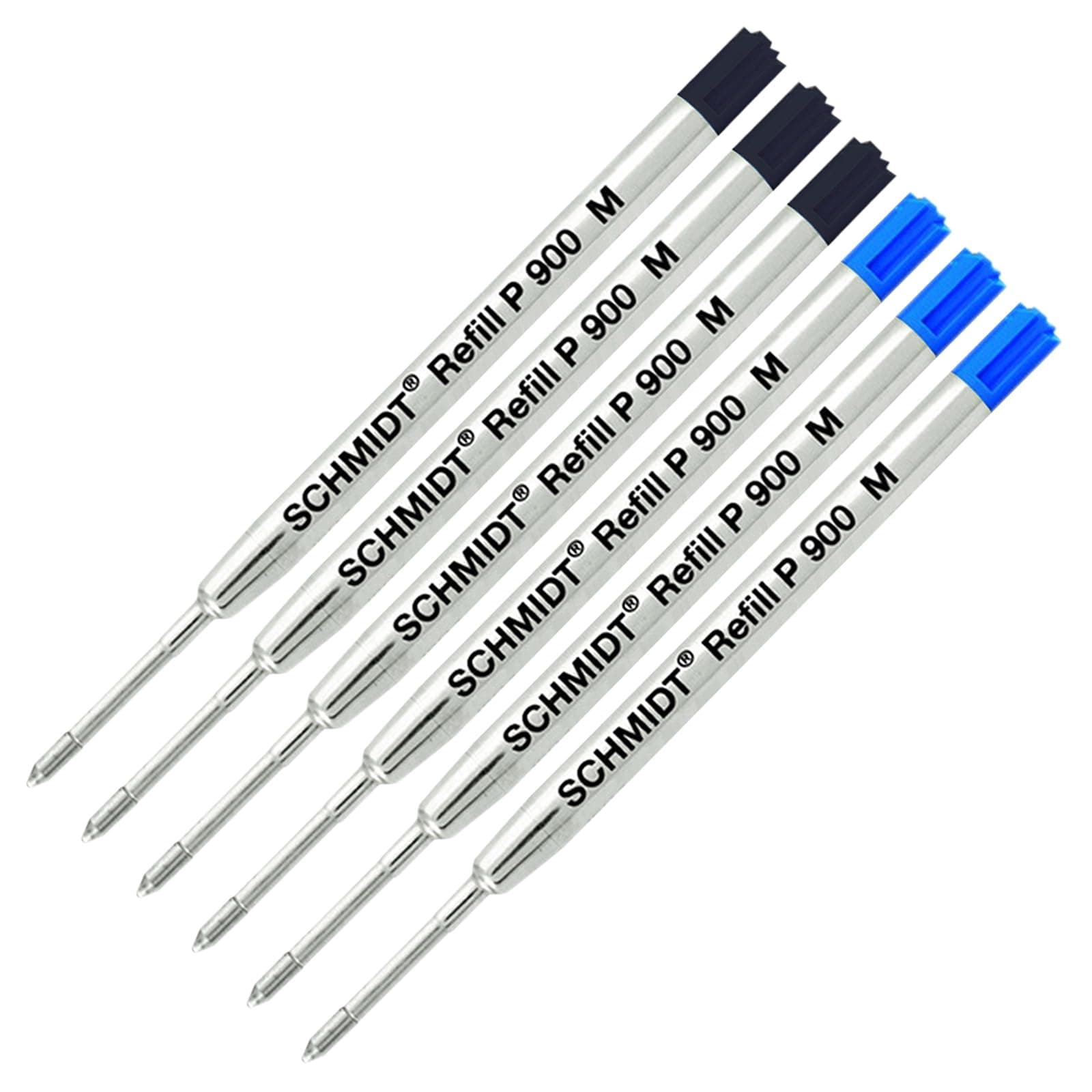 Lanier Combo Pack - Pack of 6 - Schmidt P900 M Parker Style Ballpoint Refill 3 Black and 3 Blue Ink Medium Tip