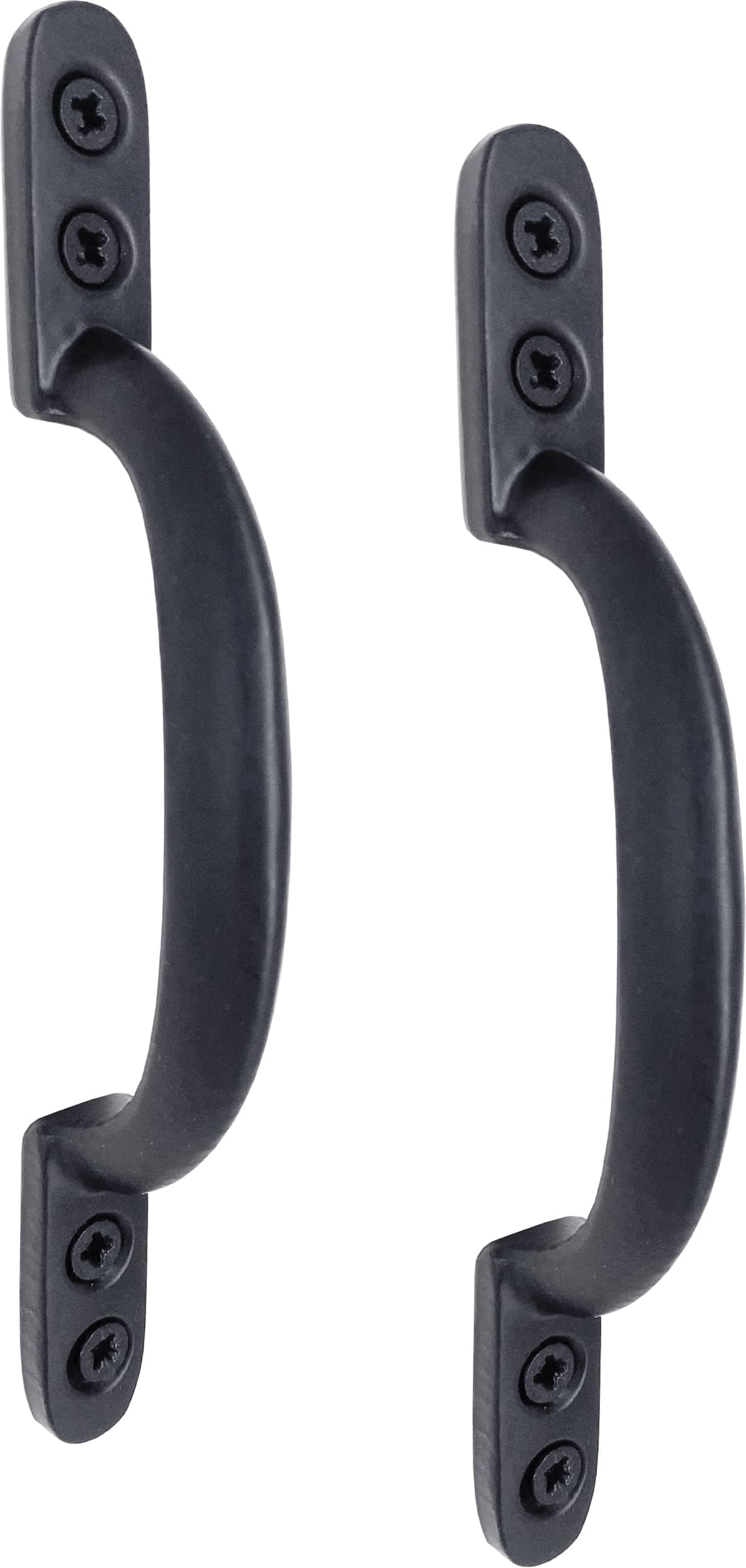IRONTITE 2 Pack D Handle 150mm (6") Black, Hotbed Pull Handle for Wooden Gates, Doors, Sheds - Cast Iron Suitable for Gates and Doors