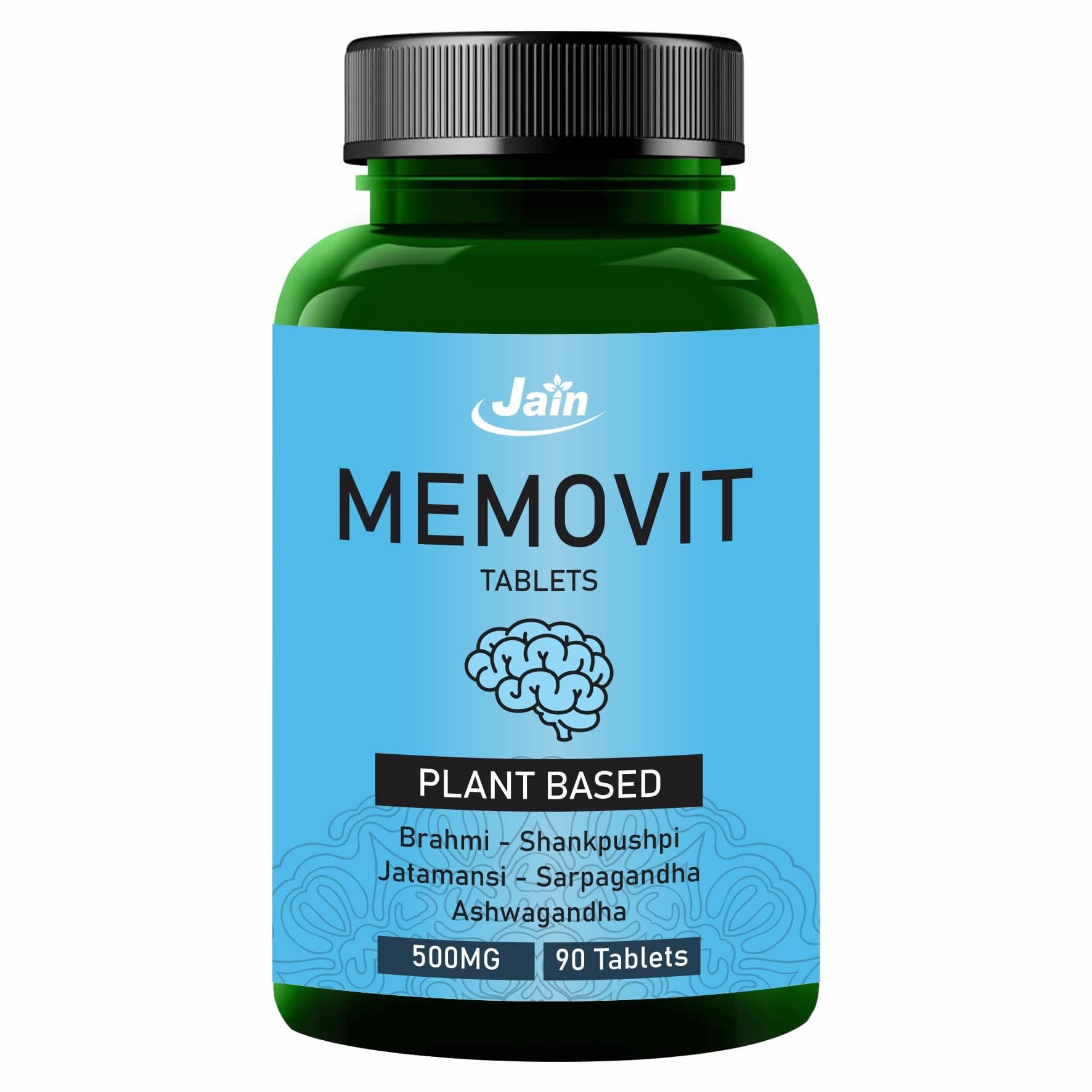 Jain Memovit 500 mg,90 Tablets | Promotes Better Sleep and Mental Wellbeing | Stress Relief, Mind care