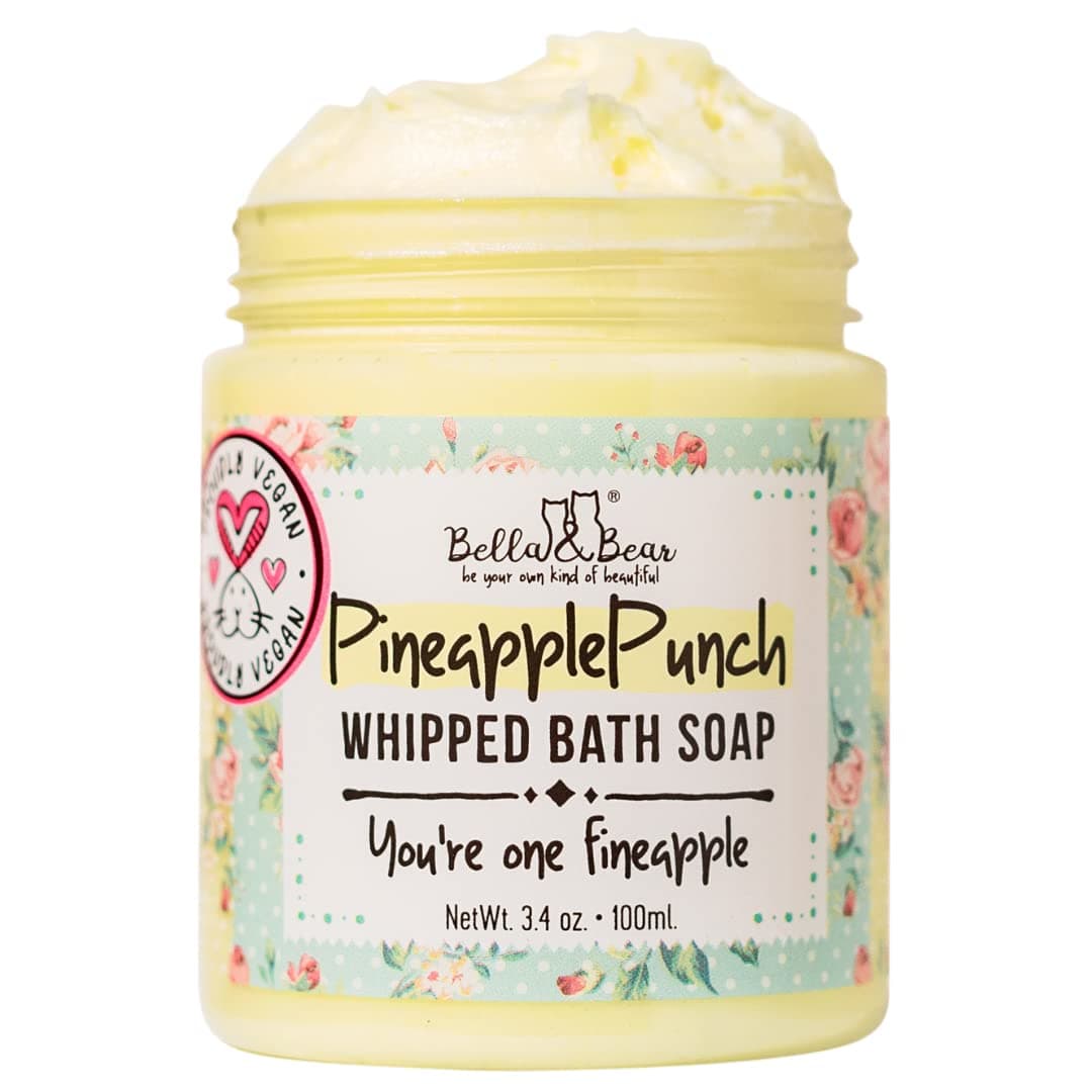 Bella & Bear Pineapple Whipped Soap - Paraben Free - Cruelty-Free Vegan Body Wash And Shave Cream, (3.4 oz)