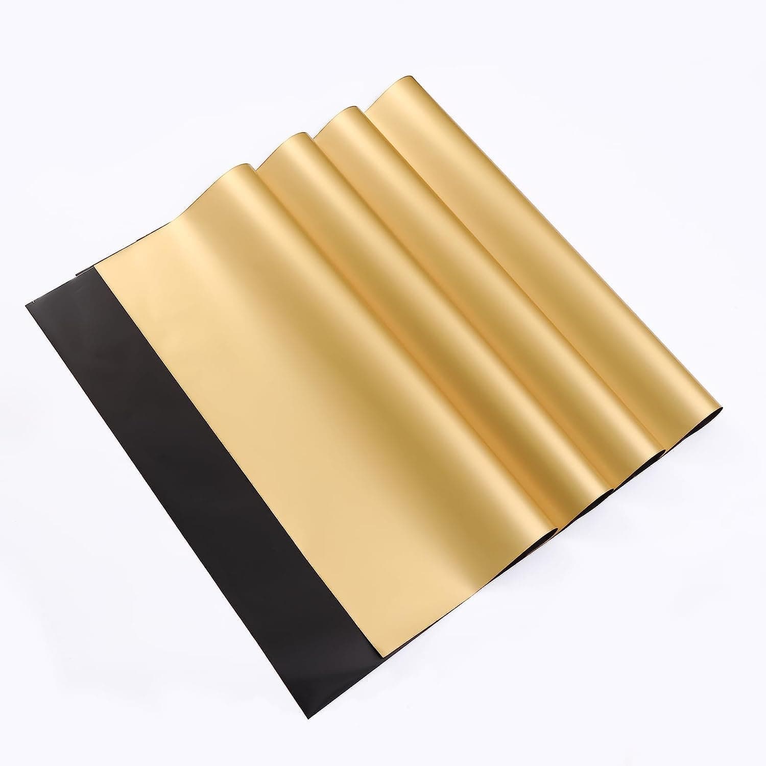 Pack of 20 Sheets Wrapping Paper 57x57cm, Double Face Flower Wrap Paper Waterproof Floral Bouquet Packing Paper DIY Craft Packing (G-07# BLACK + GOLD)