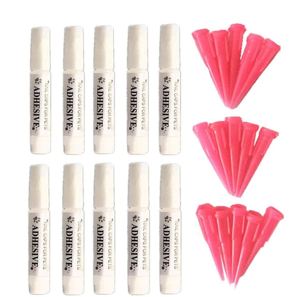 Pet 10 Adhesive Glues & 15 Applicator Tips for Cat or Dog Nail Caps