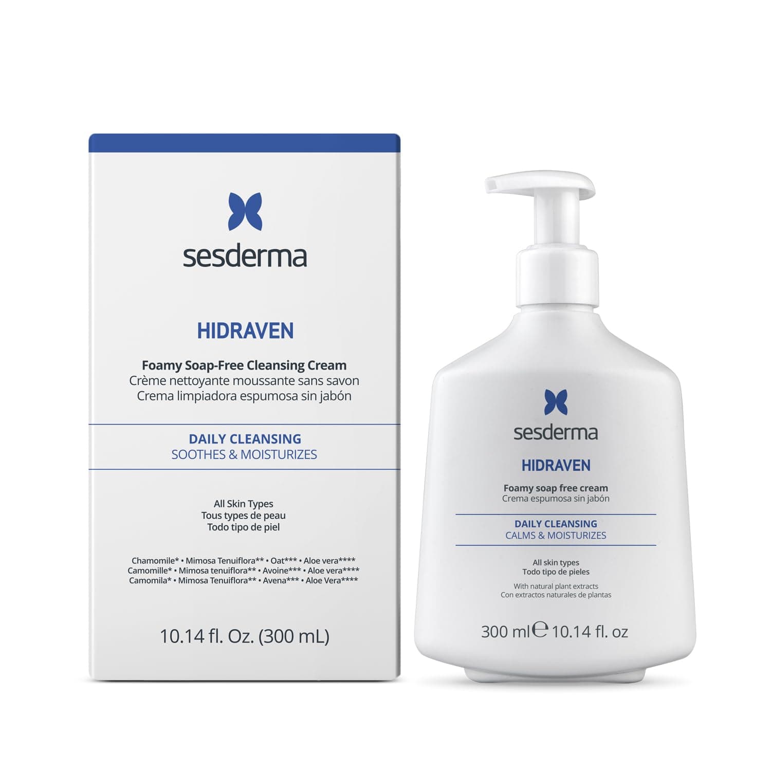 HIDRAVEN Foamy Soap-Free Cream, Gentle Cleanser for Delicate Skin with Natural Plant Extracts, 10.2 fl oz