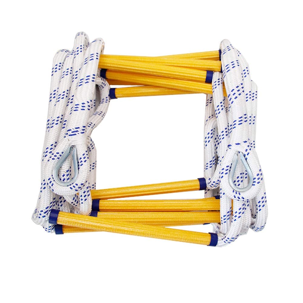 letsgood 16ft Emergency Fire Escape Ladder Rope - Flame Resistant Safety Evacuation Ladder with 2 Hooks - Sturdy and Strong 2 Story Fire Rescue Ladder for Kids and Adults
