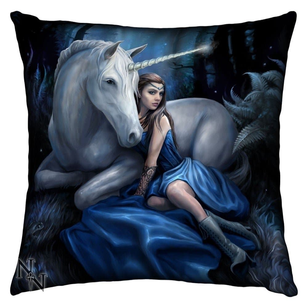 Blue Moon Unicorn Art Cushion By Anne Stokes