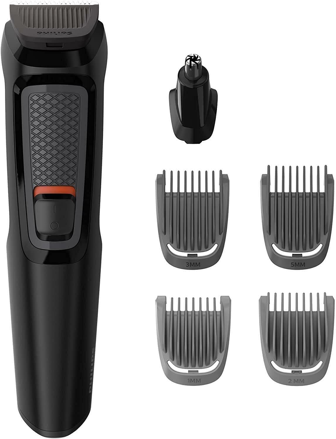 PHILIPS Multigroom Series 3000 6 in 1 Face mg3710/15 Shaver Black, Rectangle, Stainless Steel, Beard, Ear, Eyebrow, Nose, 60 min, Integrated
