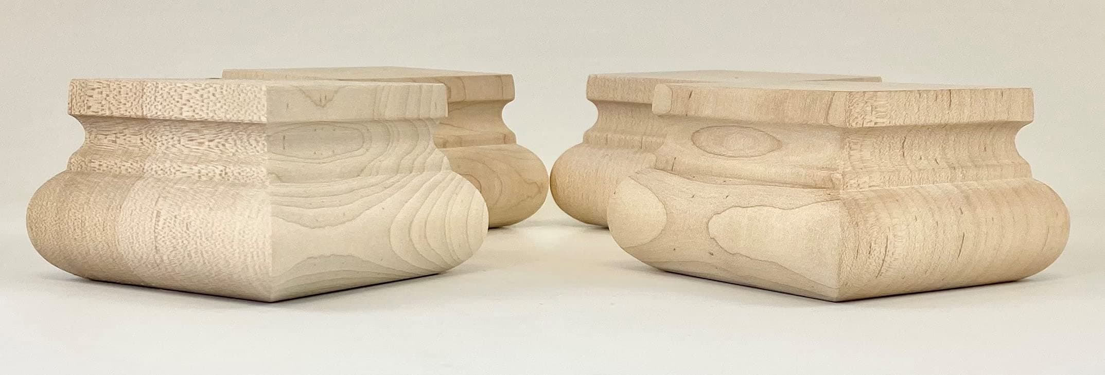 Highland Manor Wood Products Square Squat Welsh Bunfoot - 2" Tall x 3 3/8" Diameter (Set of 4) (Maple)