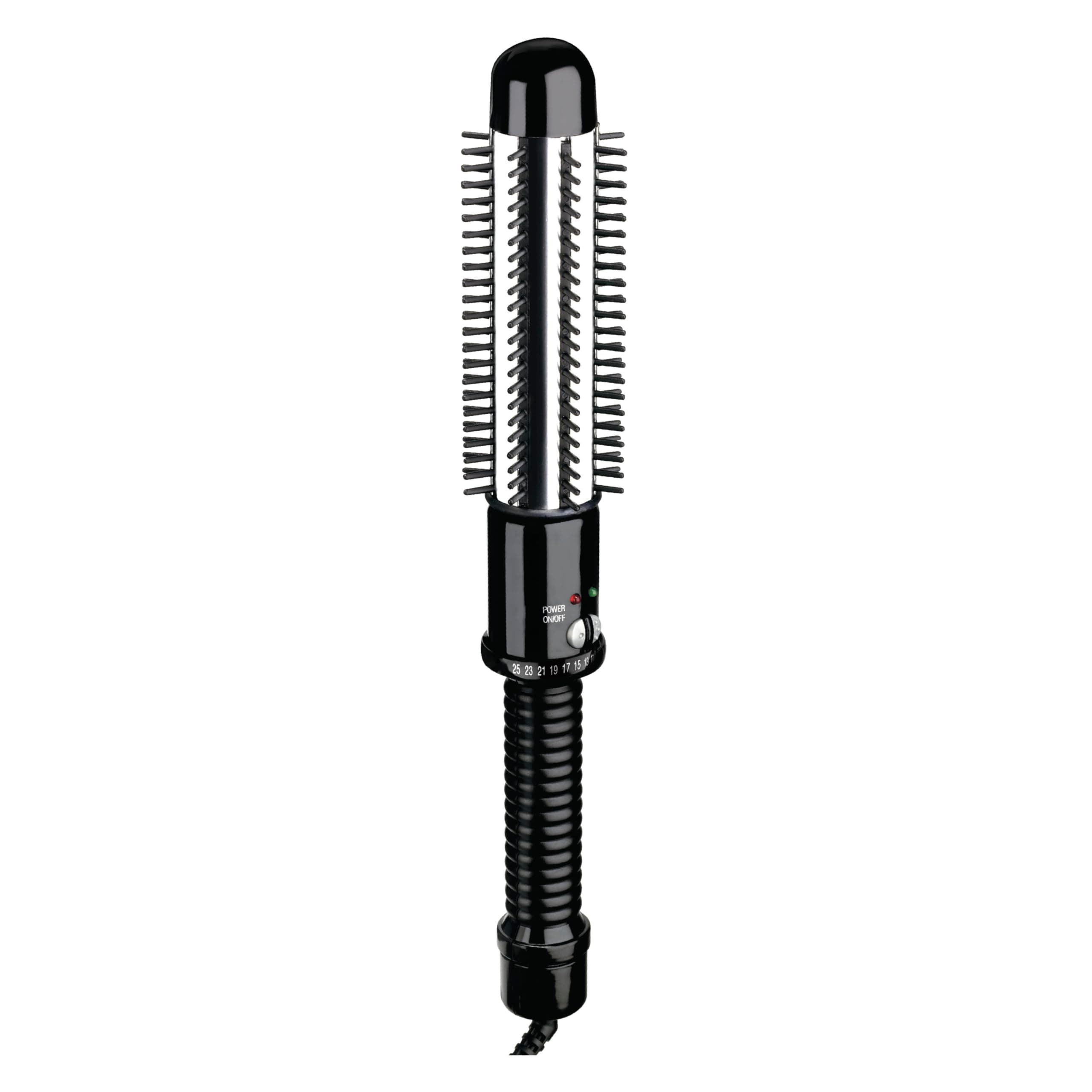 Conair Instant Heat Curling Iron Brush, 1 1/4-Inch Barrel Curling Brush for Short Hair, 30-Second Heat-Up with 25 Heat Settings for All Hair Types, Black