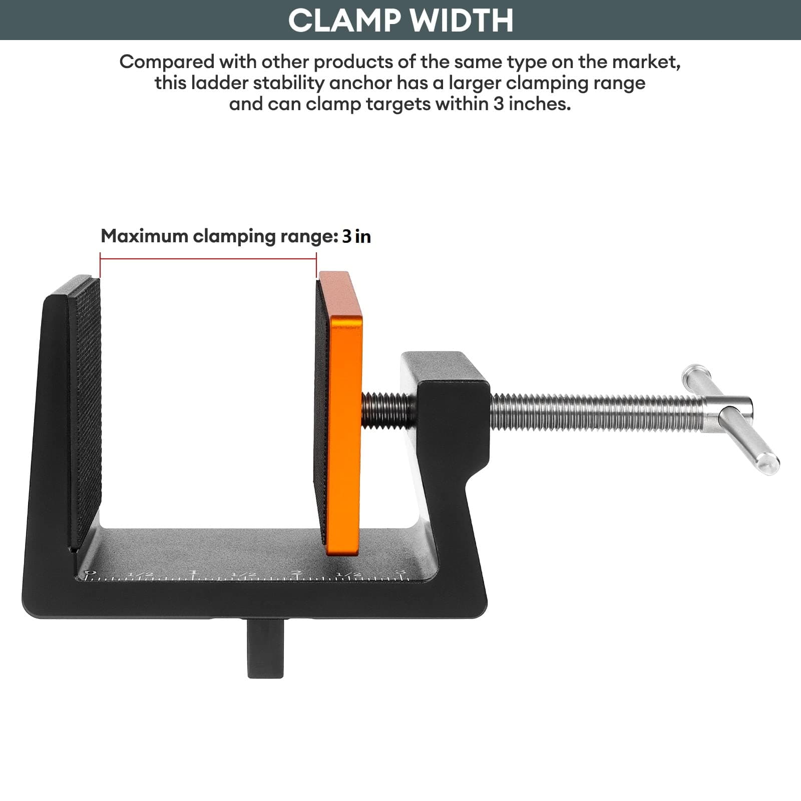 SLIIMU Ladder Fall Protection for Roof, Universal Ladder Stability Anchor with 2ft & 3ft Safety Strap, Ladder Lock Jaw, Lockjaw Ladder Grip, Ladder Aluminum Clamp Device for Fascia Board, Rafter