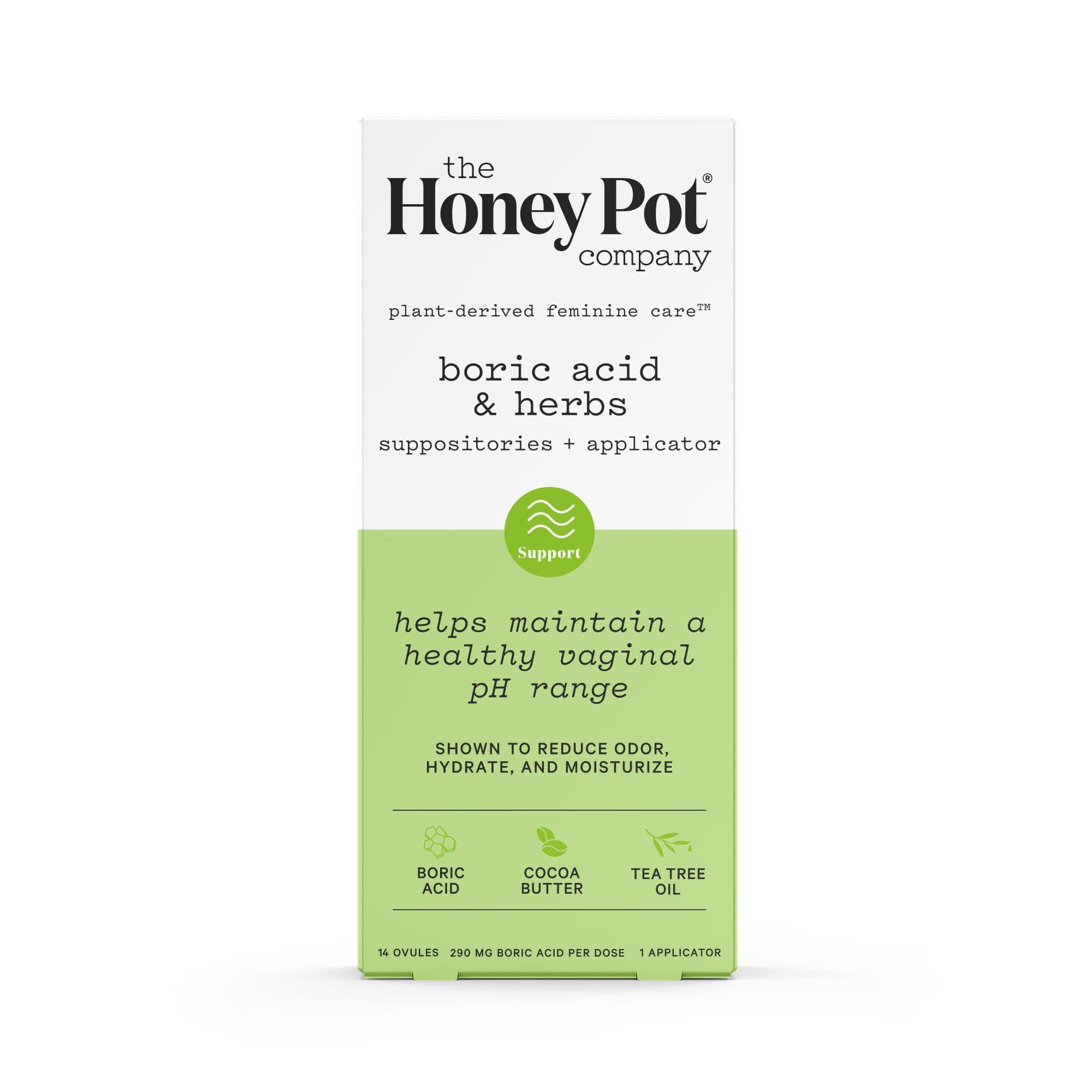 The Honey Pot Company 7 Day Boric Acid & Herbs Suppositories - Maintains and Balances Healthy Vaginal pH, Manages Odor, Hydrates, & Moisturizes - Gynecologist Tested