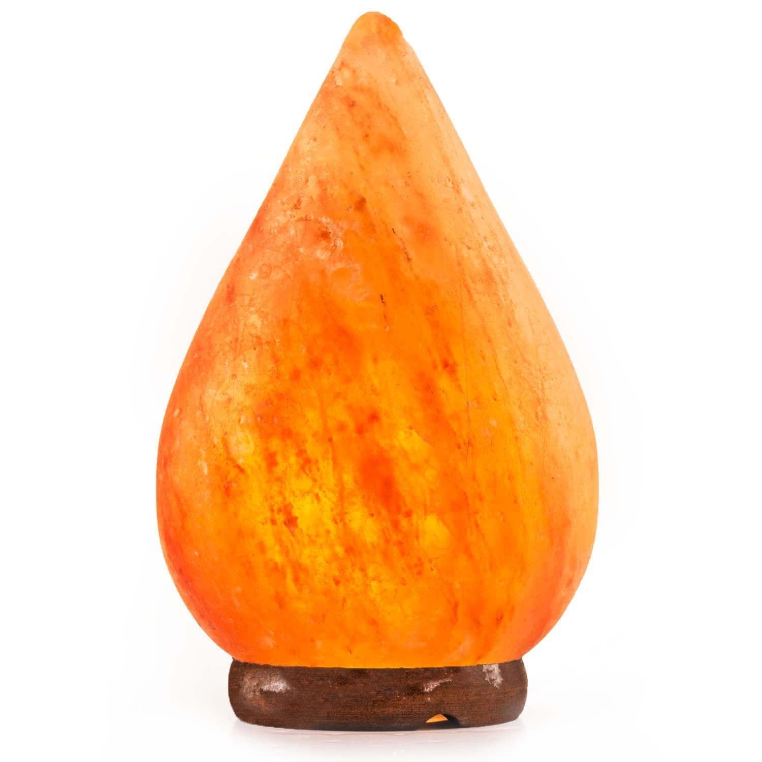 Salt Kingdom Himalayan Natural Dew Drop/Tear Drop Shape Crystal Rock Night Light Salt Lamp Ionic Air Purifier, Decorative Genuine Wood Base with Cord, UK Plug Electric Wire, Light Bulb