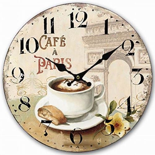 Eruner Decorative Kitchen Wall Clock, Medium Size Silent Clock with Shabby Effect Functional Elegant Timepiece Watch Vintage Cottage Wooden Clock for Newly Decorated Office Living Room 16-inch