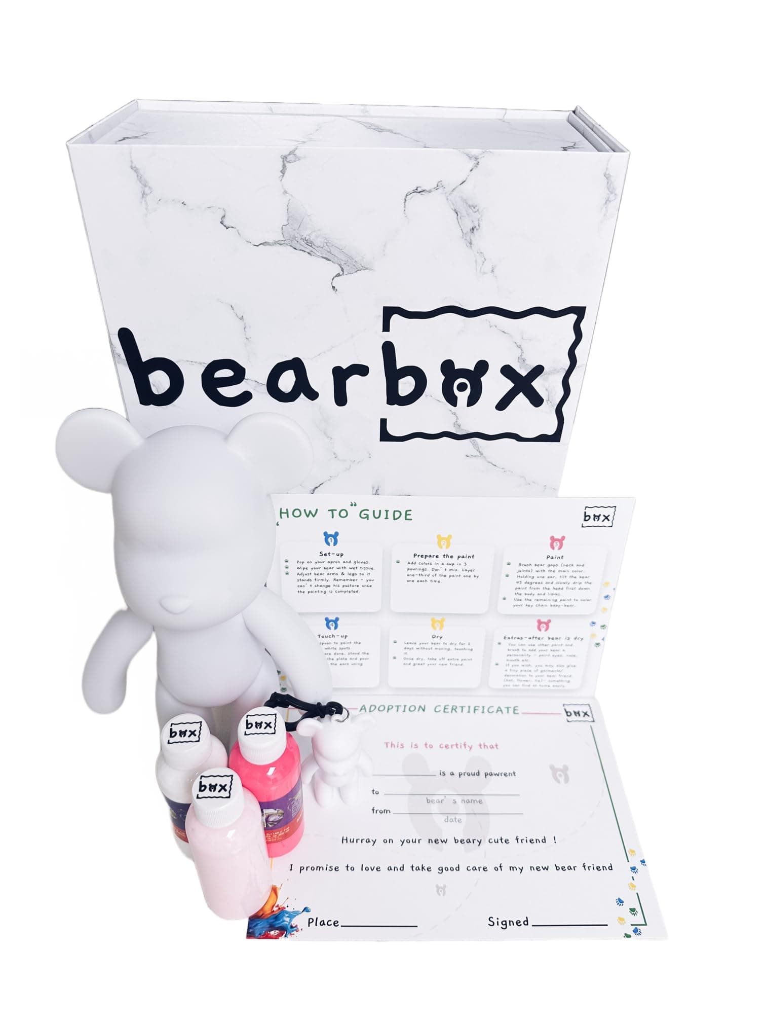 Pink 23 cm DIY Fluid Bear, Home Décor, Fluid Art, Creative Gift plus 8 cm keychain bear in a gift box