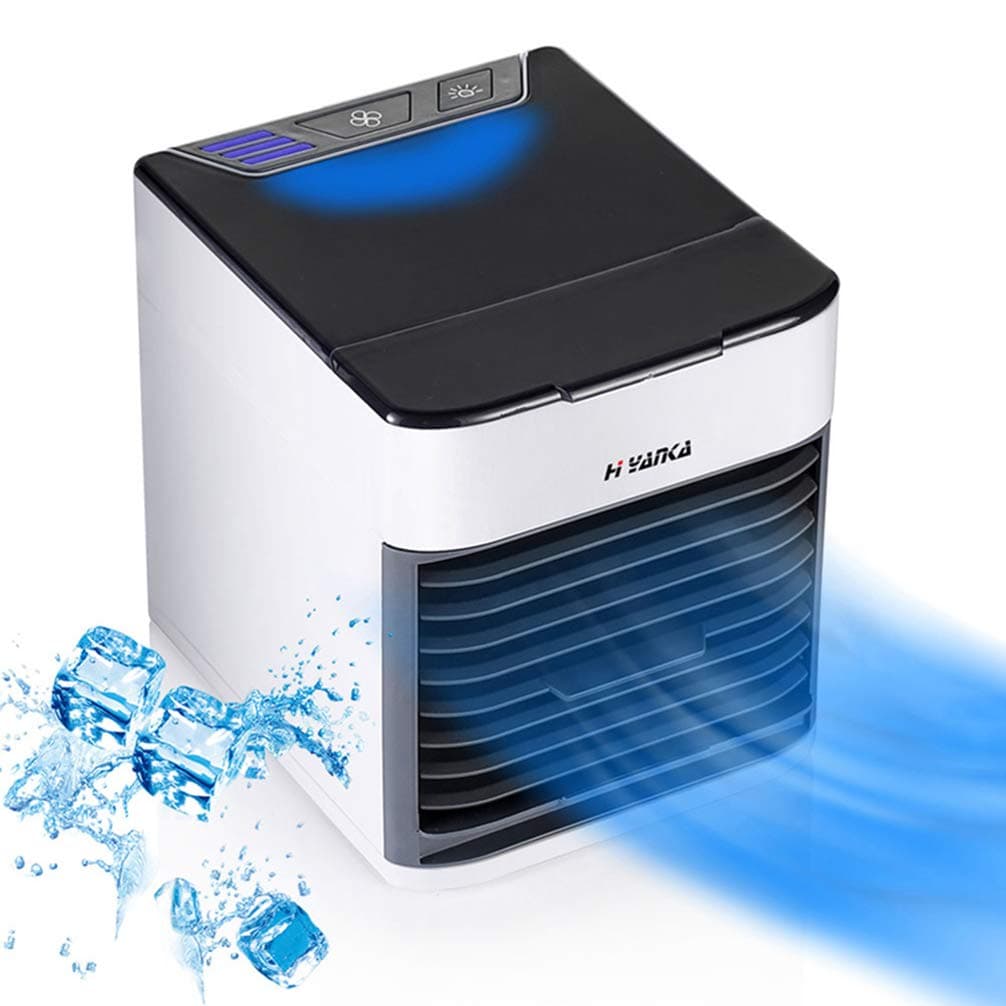 H YANKA Personal Air Cooler, USB Evaporative Coolers with Waterbox,Portable Table Fan,Ultra-Quiet Table Fan,3 Fan Speed,USB Charging,Fresh Design,Prevent of Water Leakage