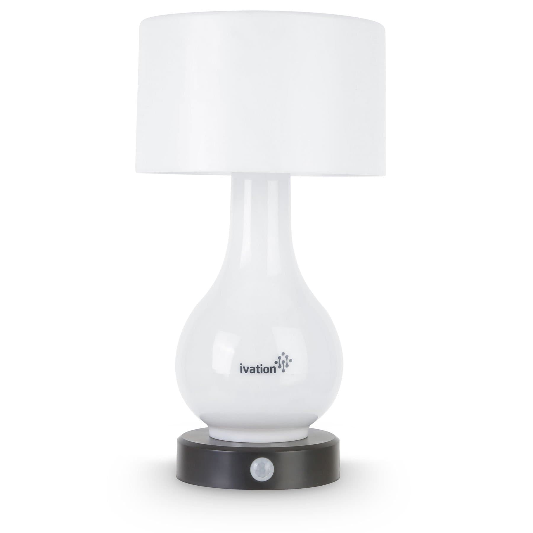 Ivation6-LED Battery Operated Motion Sensing Table Lamp - Multi Zone Light: Body Only, Shade Only, or Both Body & Shade - can Also Light Continuously