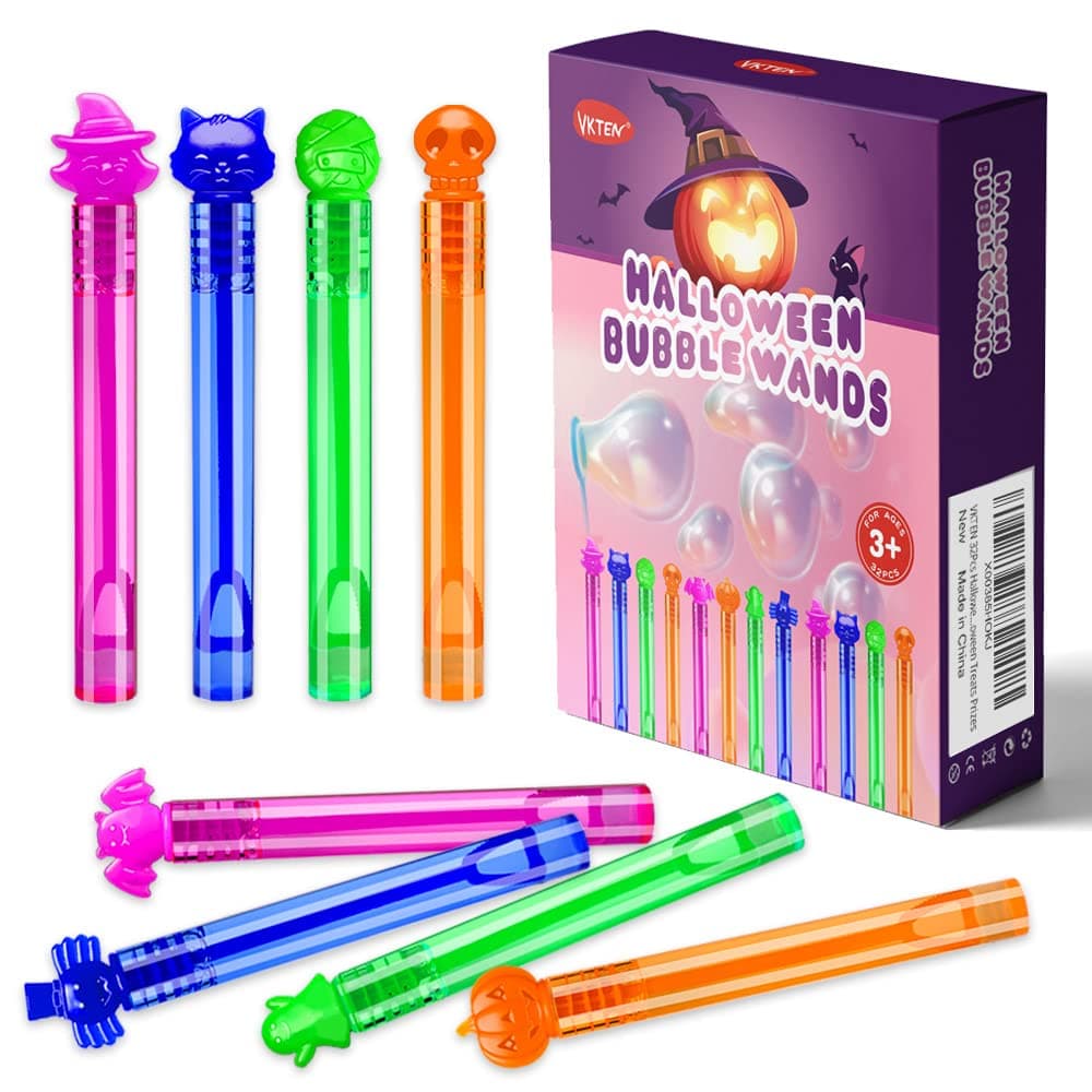 32Pcs Halloween Bubble Wands Mini Bubbles Party Favors for Kids Treat Bag Stuffers Goody Bag Filler Treats Prizes