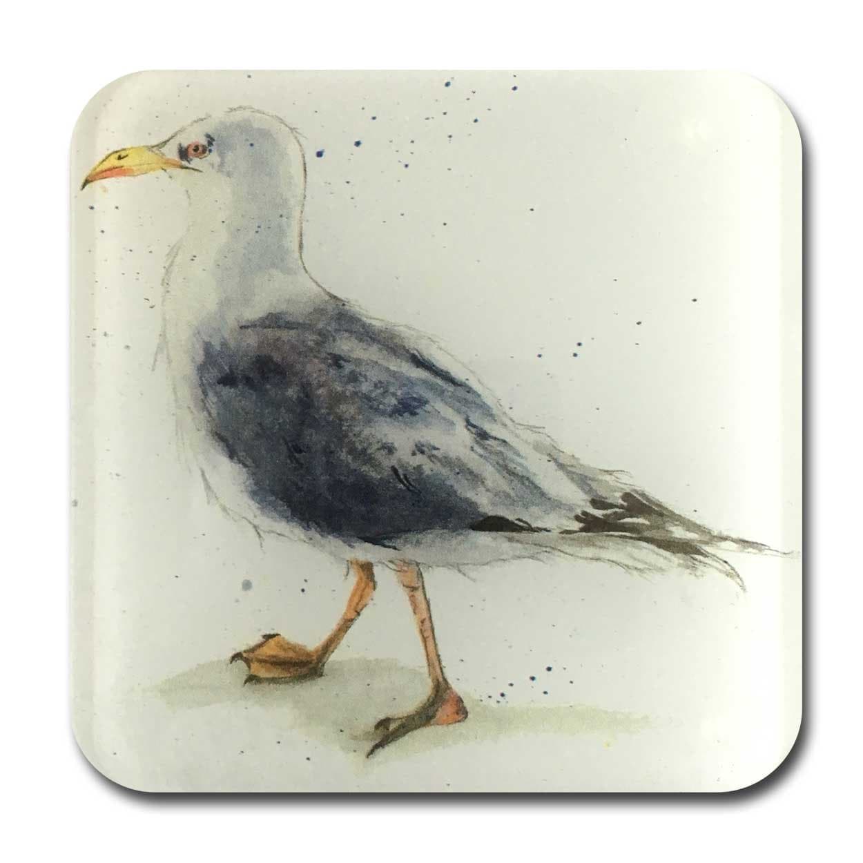 Sarah Boddy Seagull Coaster - Glass Coaster, Seaside Decor