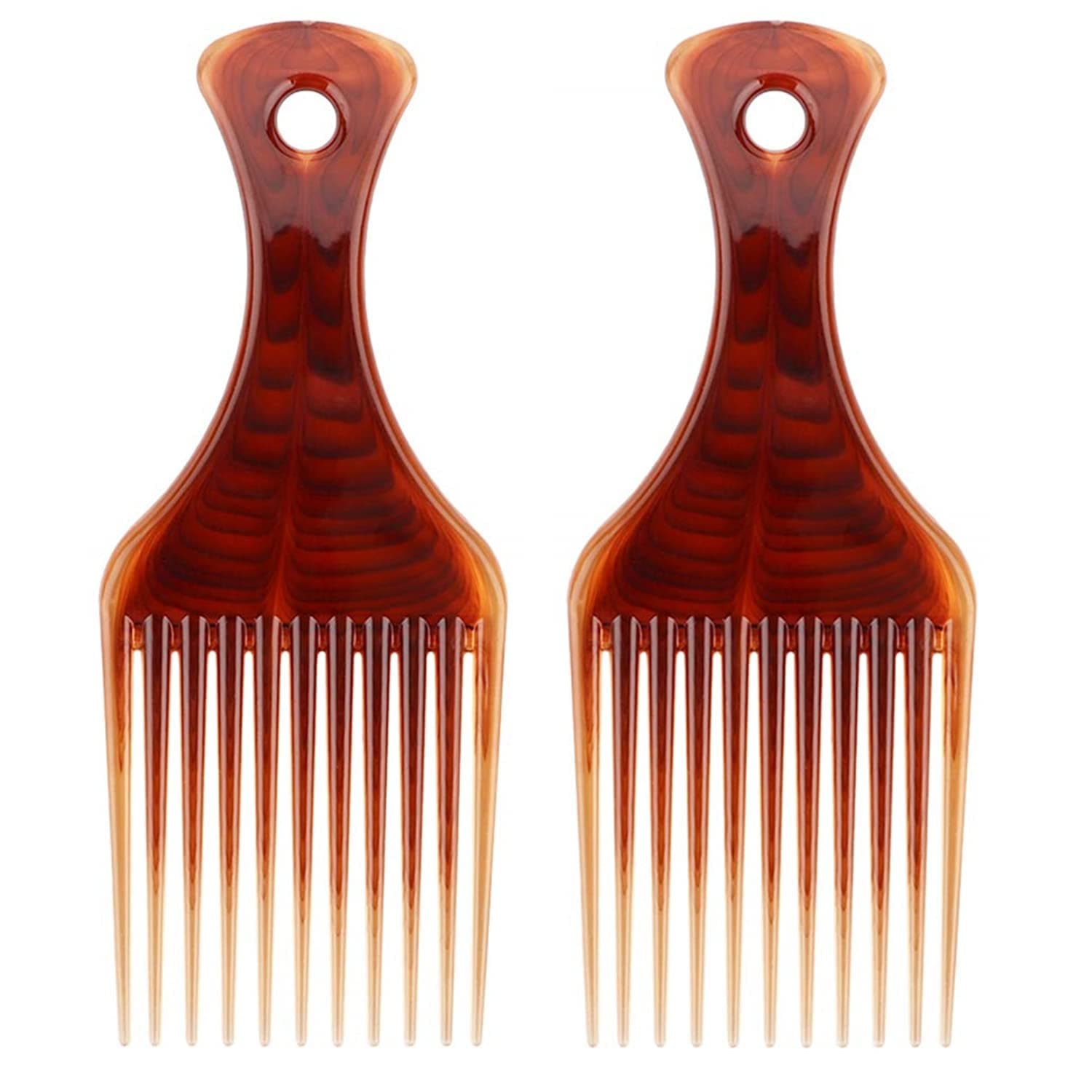 Curly Hair Pick Comb, 2 Pack Smooth Afro Lift Detangle Wide Tooth No Frizz Hair Styling Tool for Men