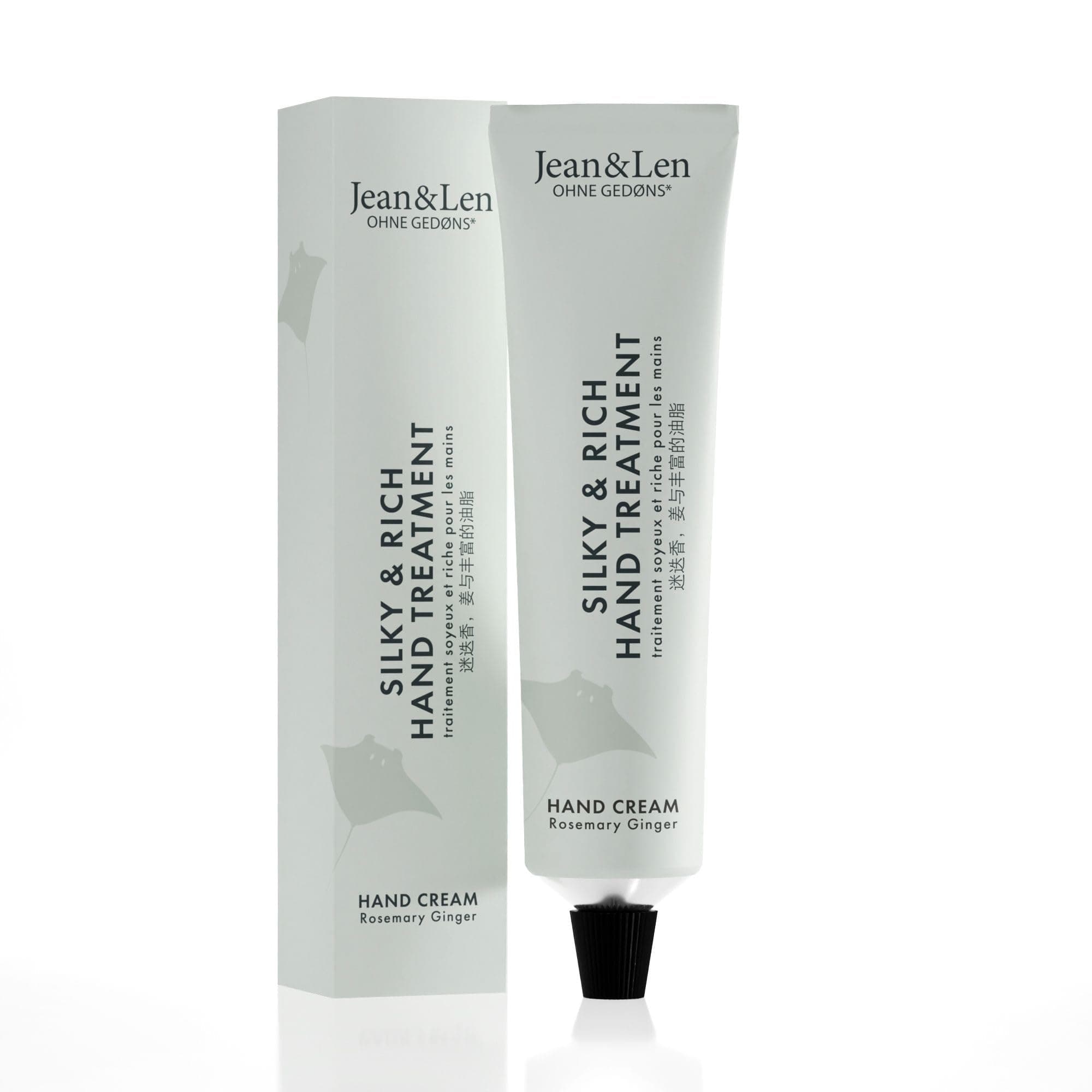 Jean & Len Silky & Rich Treatment Rosemary & Ginger, 100% recyclable aluminum tube (without lid), rich hand cream, ensures soft hands, without parabens & silicones, 2.54 Fl. Oz.
