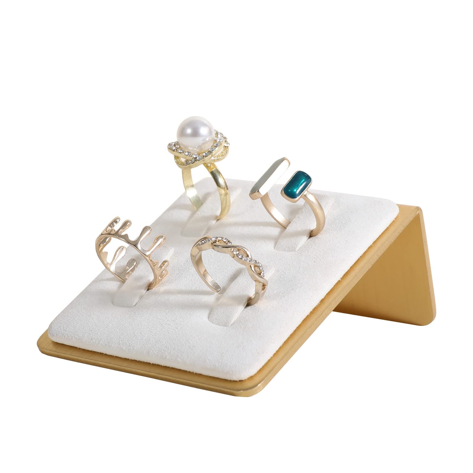 GemeShouGemeShou White ring display for selling, small velvet ring holder for jewelry, retail jewelry ring storage organizer【Velvet Ring Holder-White 】