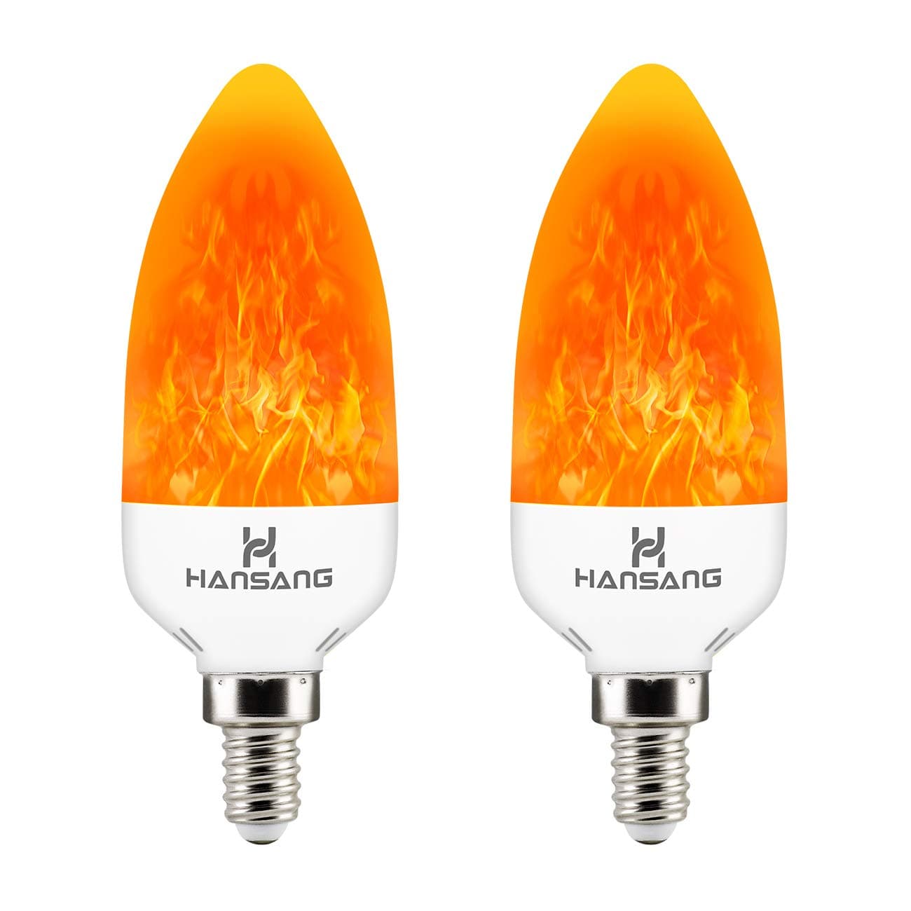 hansang E14 LED Flame Effect Light Bulb,3 Watt Flickering Fire LED Candle Bulbs,Creative Decorative Bulbs,Emulation Flame Light for Chandelier Lamp,Vintage Lighting 2 Pack