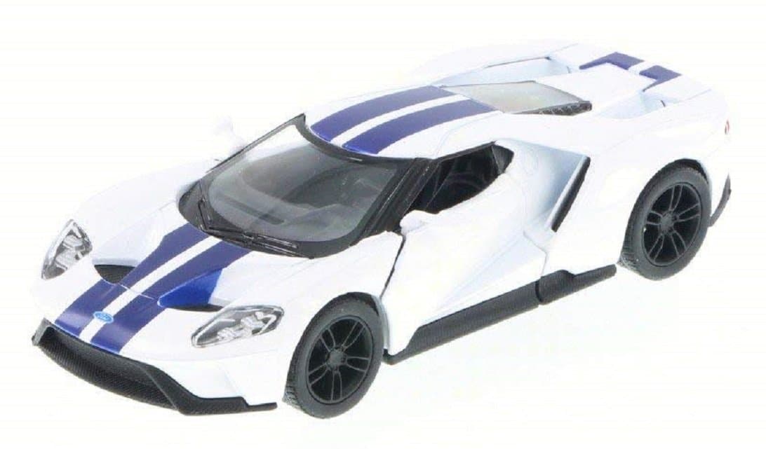 KiNSMART2017 Ford GT 1:38 Scale 5" Die Cast Model Toy Super Car (White Race)