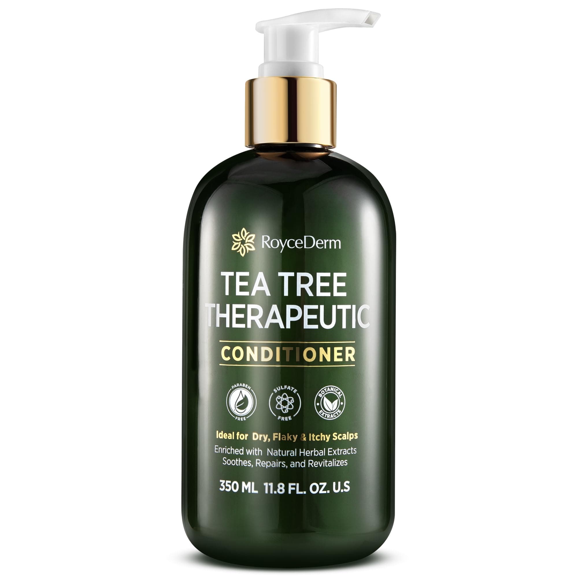โ Roycederm Tea Tree Therapeutic Conditioner: Hydrating Conditioner for Itchy, Flaky Scalp - Soothing Botanical Formula with Tea Tree, Aloe, Camellia Seed Oil, Paraben & Sulfate Free