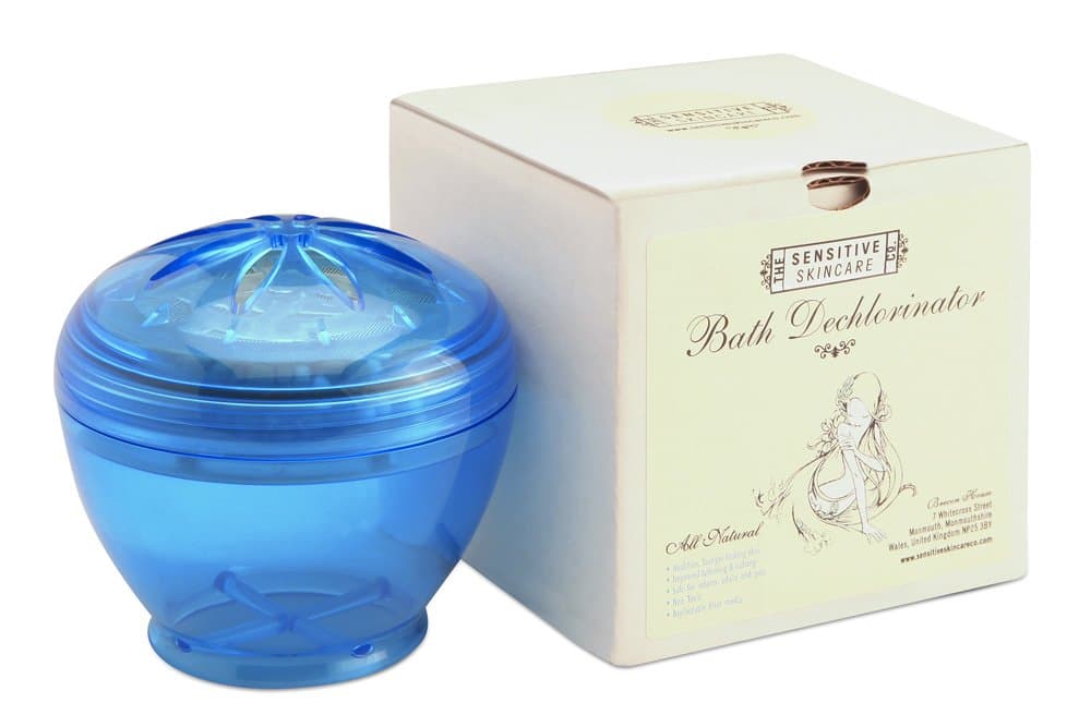 Attractive Clear Dechlorinating Bath Ball. Chlorine and hard water combined can easily damage sensitive skins, making skin feel itchy and irritated after bathing. The Sensitive Skincare Company bath filter purifies water by removing 99.9% of the chemical chlorine, and softens hard water. Perfect for babies sensitive skin, children and adults. Simply attaches to your bath tap.