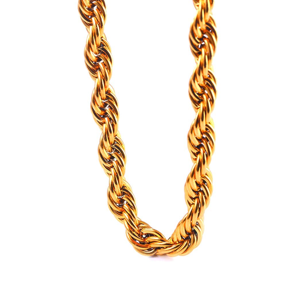 TUOKAY Sparkling Big Gold Rope Chain for Men and Women 11mm Thick Heavy Huge Faux Gold Rope Chain Costume Necklace for Rapper Rap Gangsta