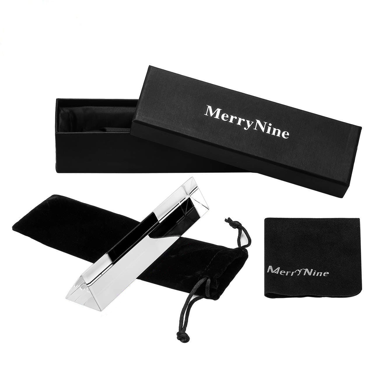 MerryNine 6" Optical Glass Triangular Prism for Physics Teaching Light Spectrum, Photography, Rainbow Maker, Sunshine Catchers, 150mm with Gift Box (6"-150mm)