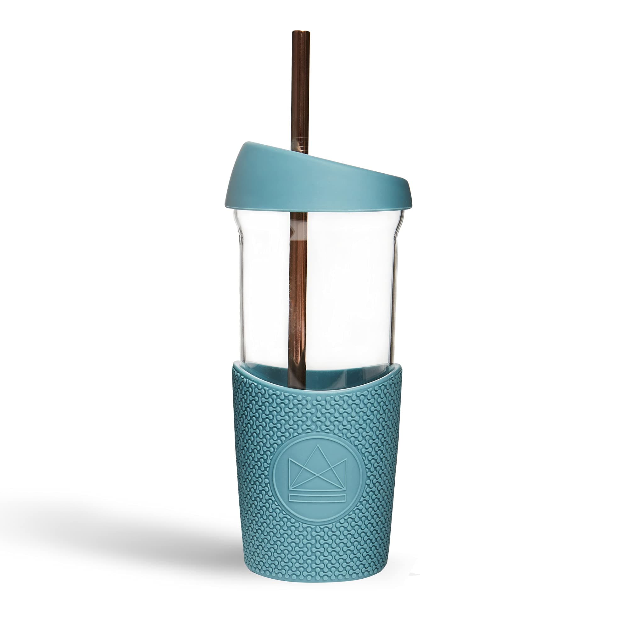 Neon Kactus Smoothie Cup | Travel Glass Cups with Lids and Straws | Smoothie Glass with Metal Straw, 2 Silicone Seal Lids & 1 Sleeve | Reusable, Leakproof, Food Grade, Non-Slip | Super Sonic, 20oz