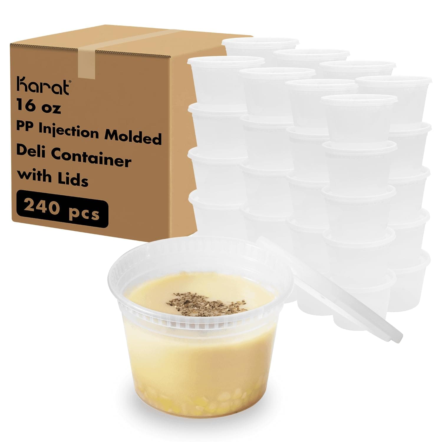Karat 16 oz PP Injection Molded Deli Containers & Lids