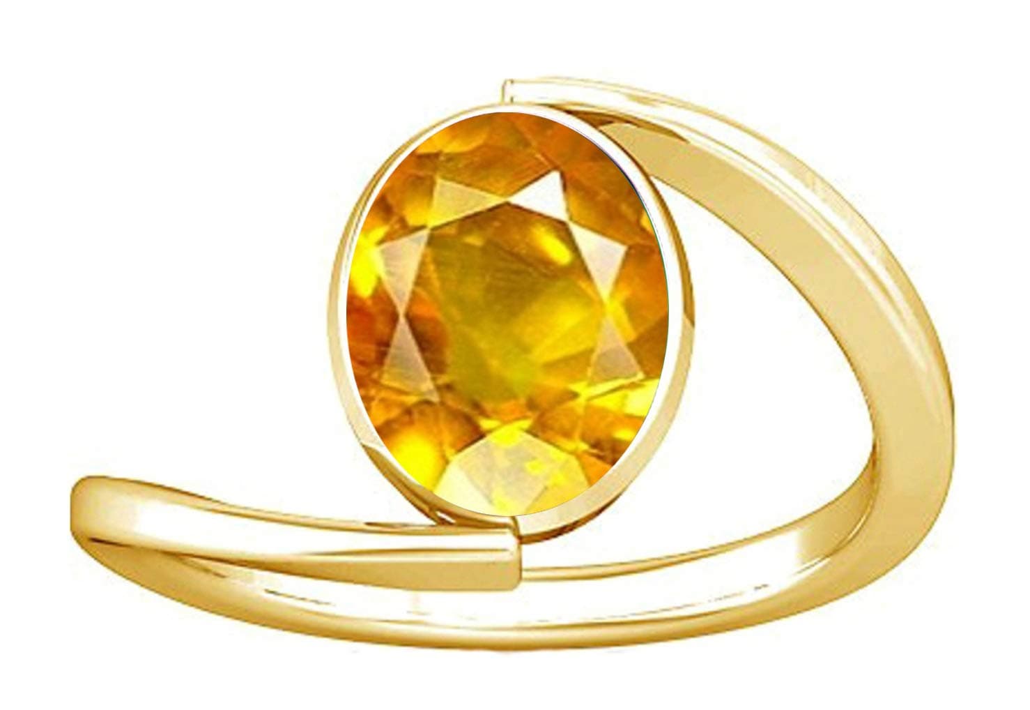 Divya Shakti 5.25-5.50 Carat Yellow Sapphire Pukhraj Gemstone Panchdhatu Ring for Women