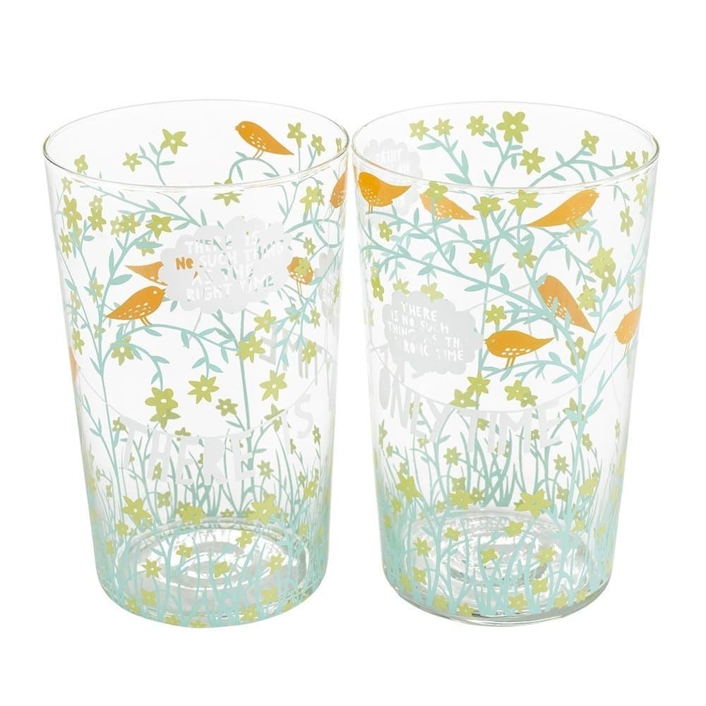 Rob Ryan "There is Only Time" Boxed Set of 2 Handblown Glasses.