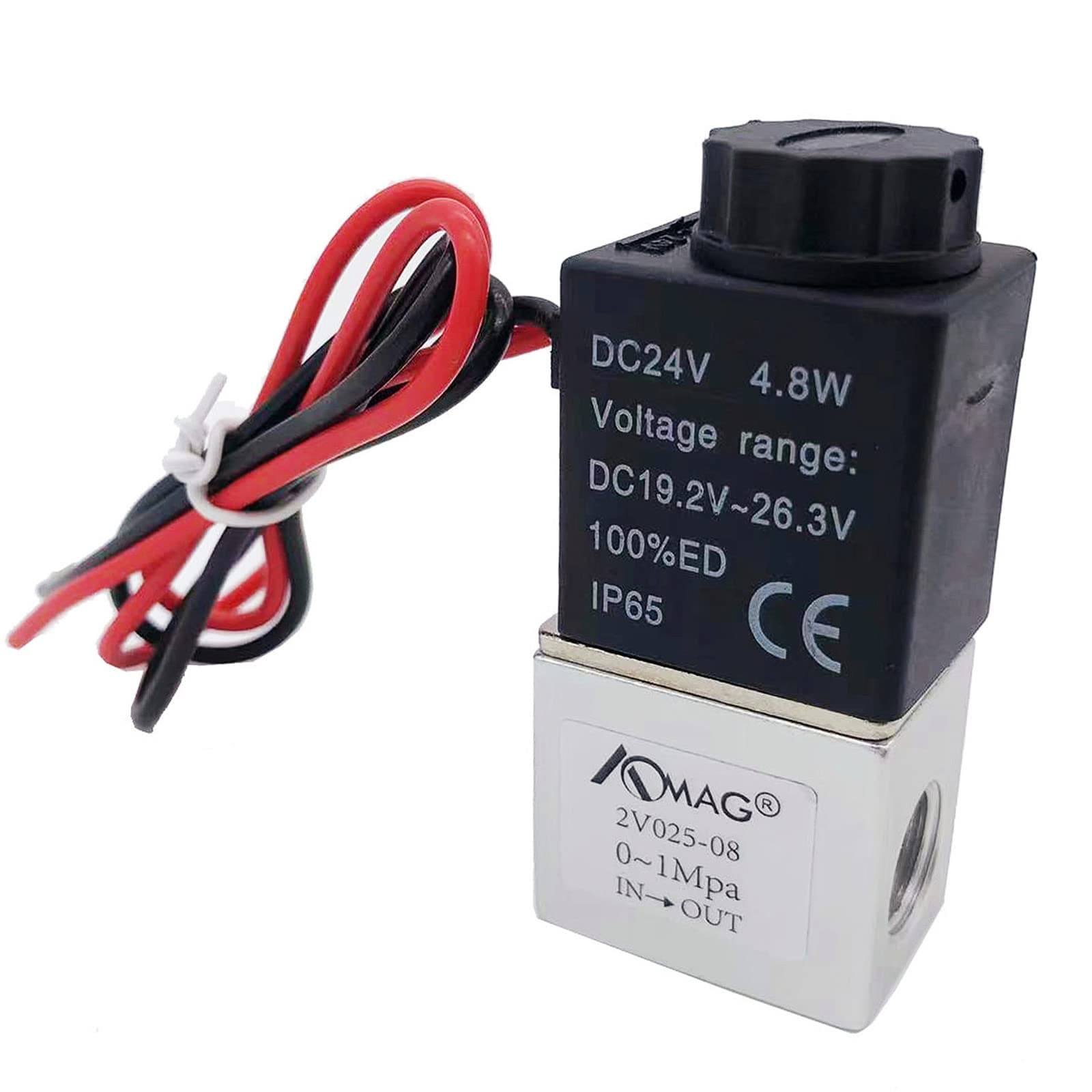 AOMAG® 1/4" DC 24V 2 Way Normally Closed Pneumatic Aluminum Electric Solenoid Air Valve