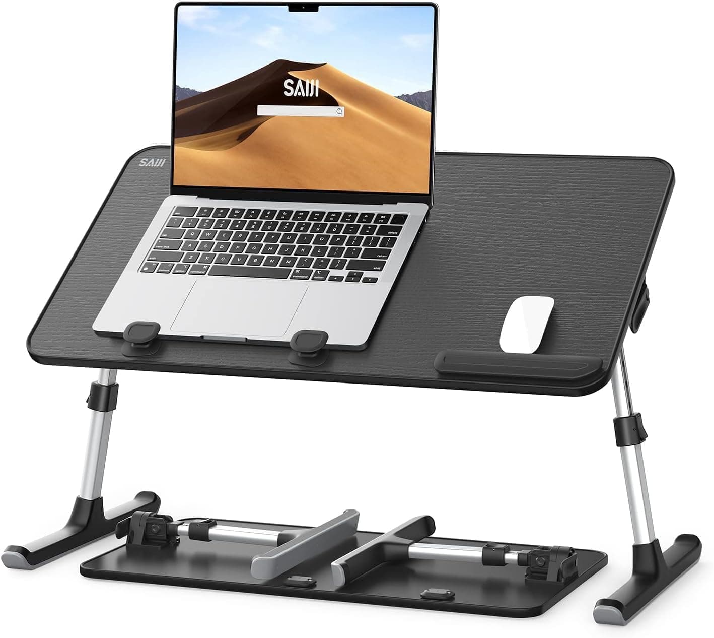 SAIJI Laptop Desk for Bed, Lap Desks Bed Trays for Eating Writing, Adjustable Computer Laptop Stand, Foldable Lap Table in Sofa and Couch(20.5 x 11.8,Black)