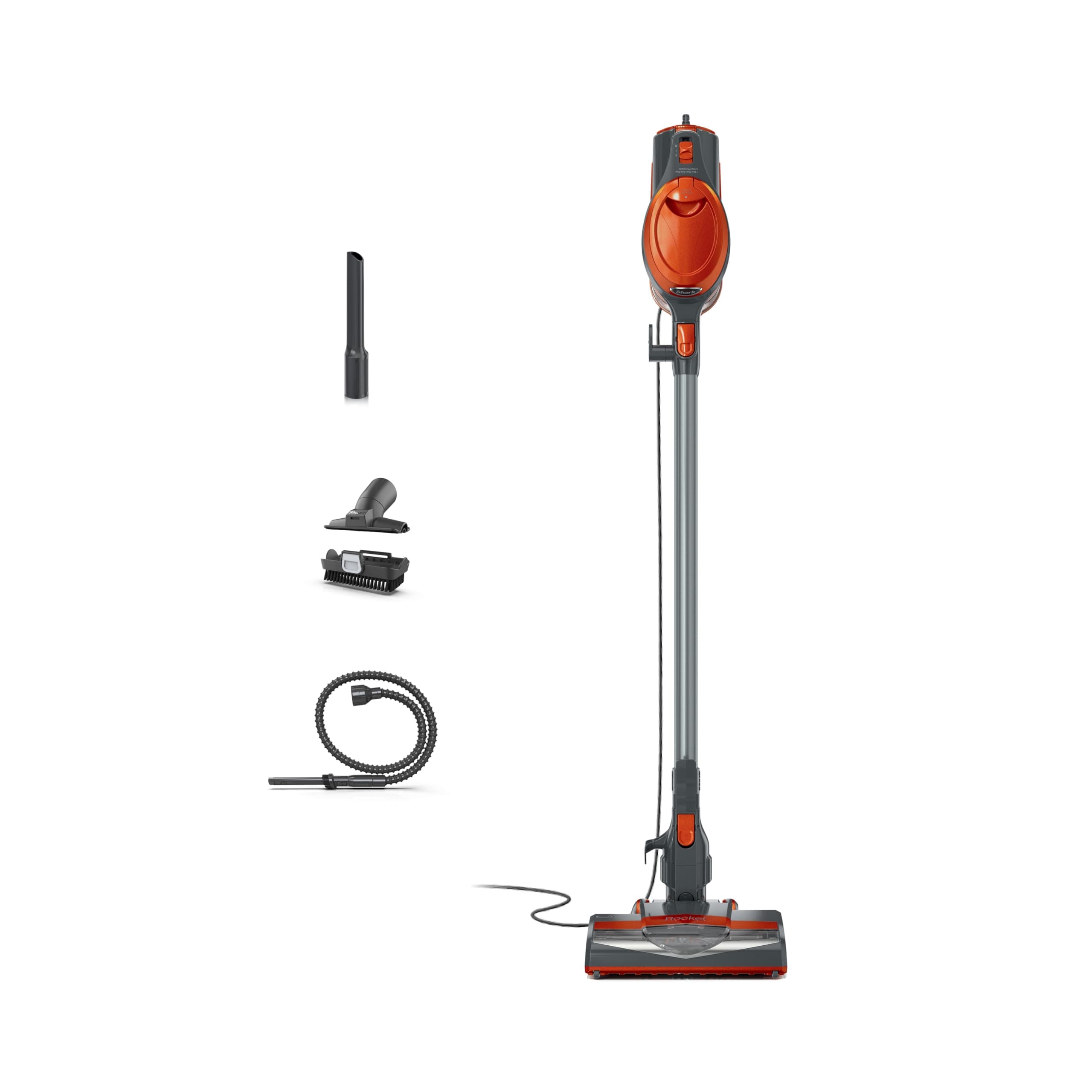 Shark Rocket Corded Bagless Stick Vacuum for Carpet and Hard Floor Cleaning with Swivel Steering (HV302), Gray/Orange
