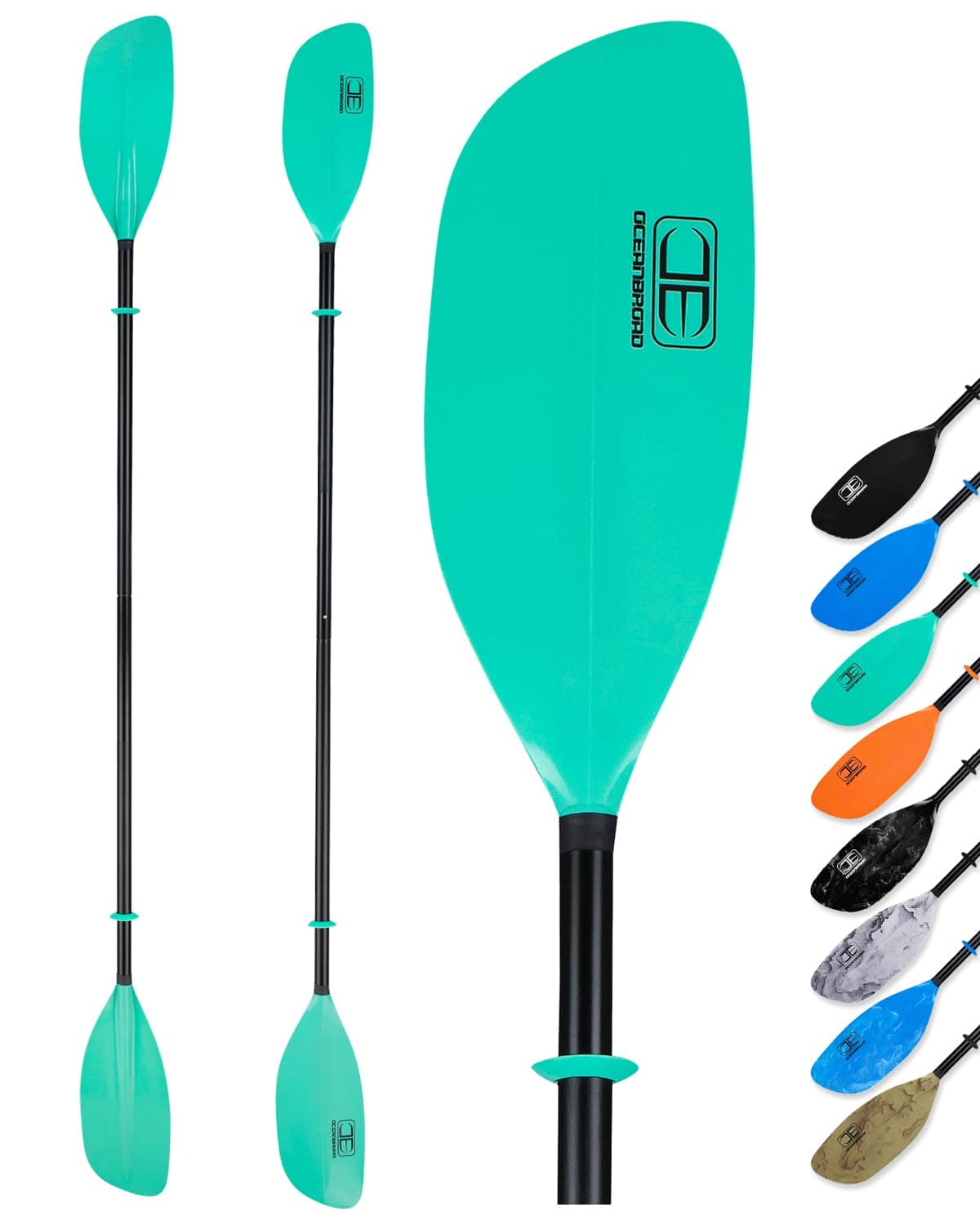 OCEANBROAD Kayak Paddle 86in/218cm Alloy Shaft Floatable Kayak Oar for Kayaking Canoeing Boating, 1 Paddle, Mint Green