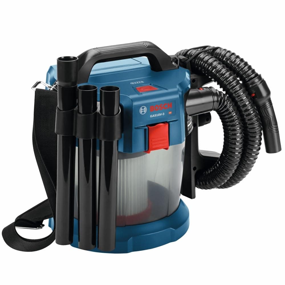 BOSCH GAS18V-3N 18V Cordless Wet Dry Vacuum, 2.6 Gallon Portable Shop Vac & Dust Extractor with HEPA Filter (Bare Tool)