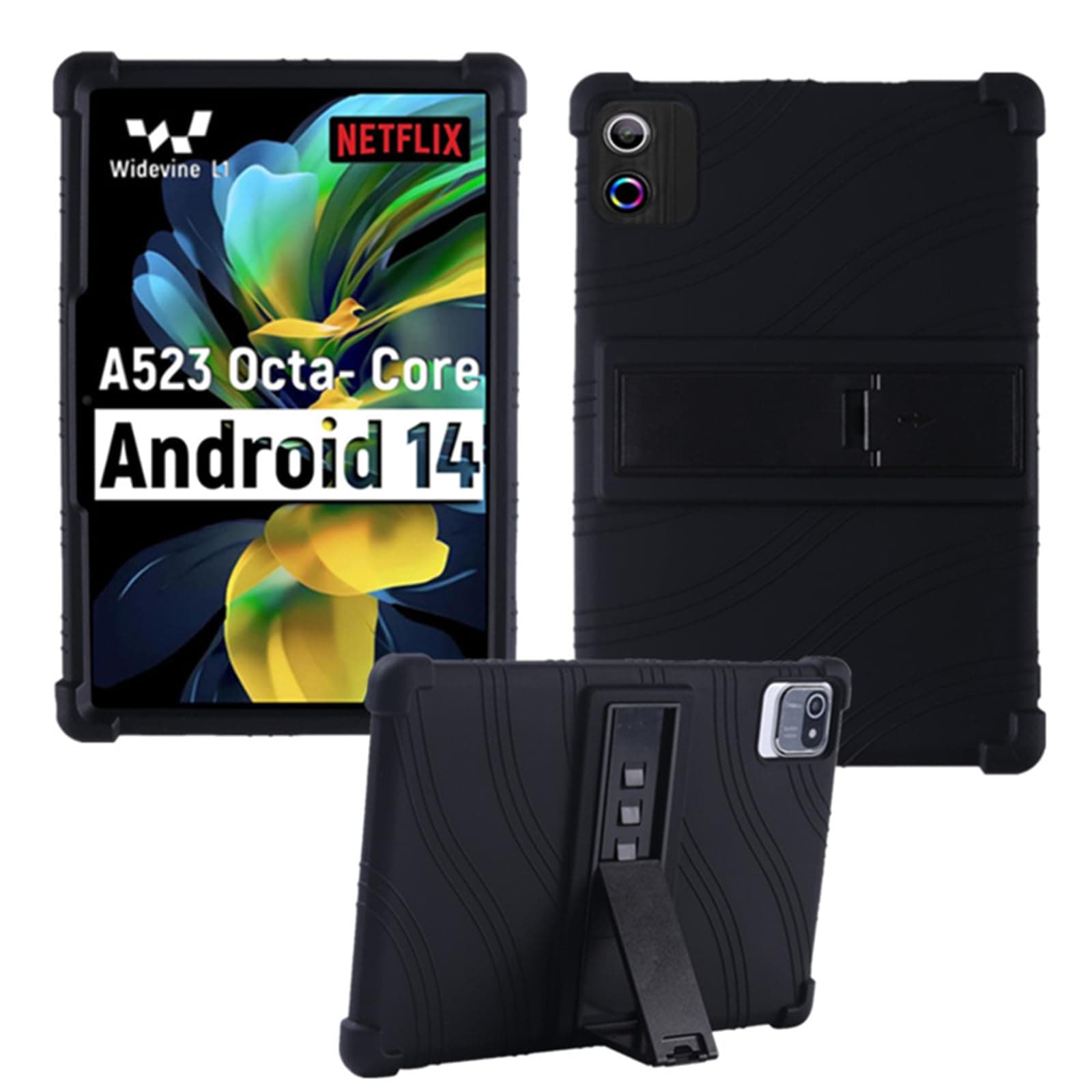 HminSen Case for MB1001 Tablet 10.1,Kids Friendly Silicone Case for Moderness MB1001/Okaysea 10.1 Tablet,for HAPPYBE/ANYLAKE/Freeski OLEXEX Bestski/Velorim/CZZ/ZZB 10 inch Tablet (Black)