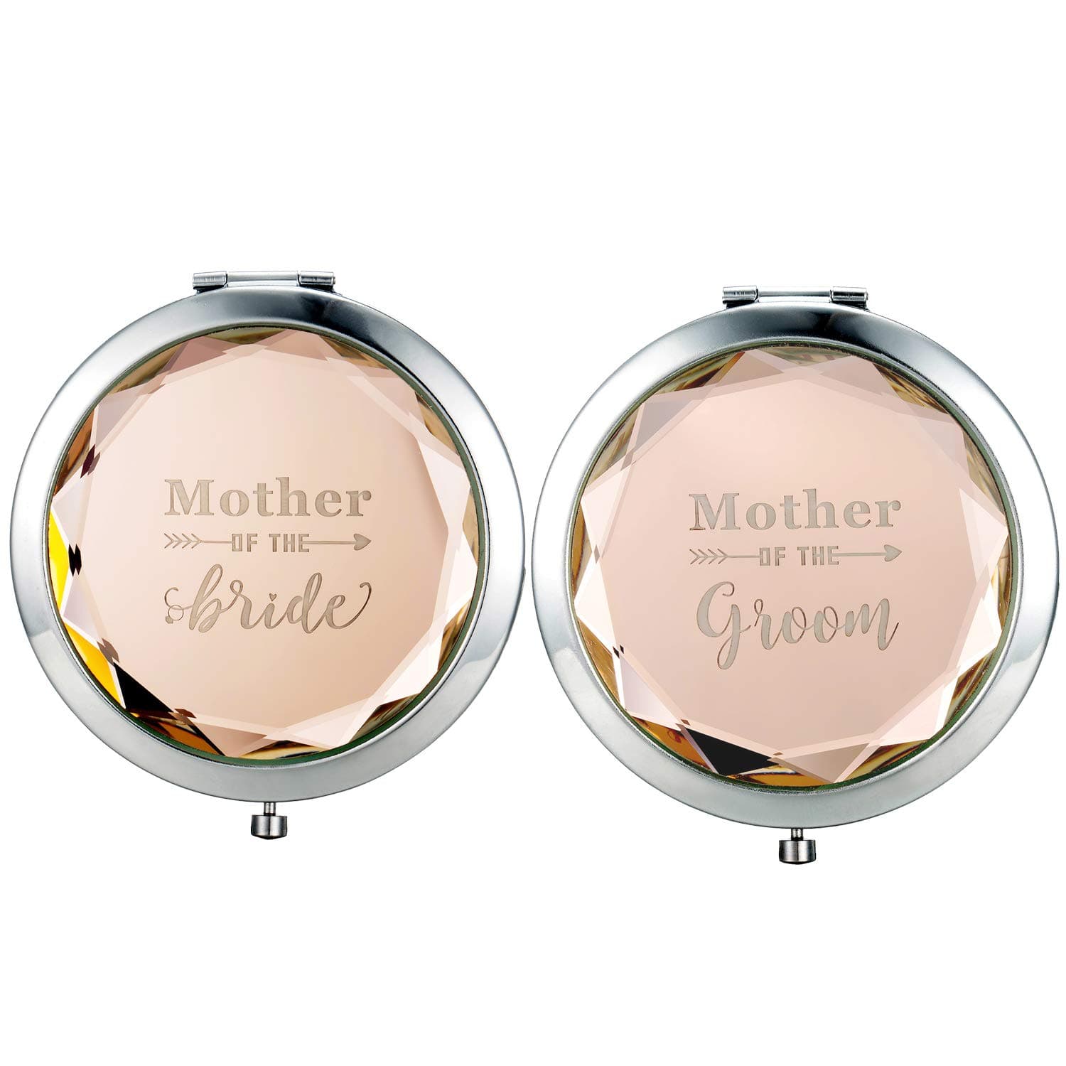 Small Mirror,Mother of The Bride Gifts,Engraved Mother of The Bride and Mother of The Groom Makeup Mirror Bridal Shower Party Wedding Proposal Gifts (Champagne,Set of 6)