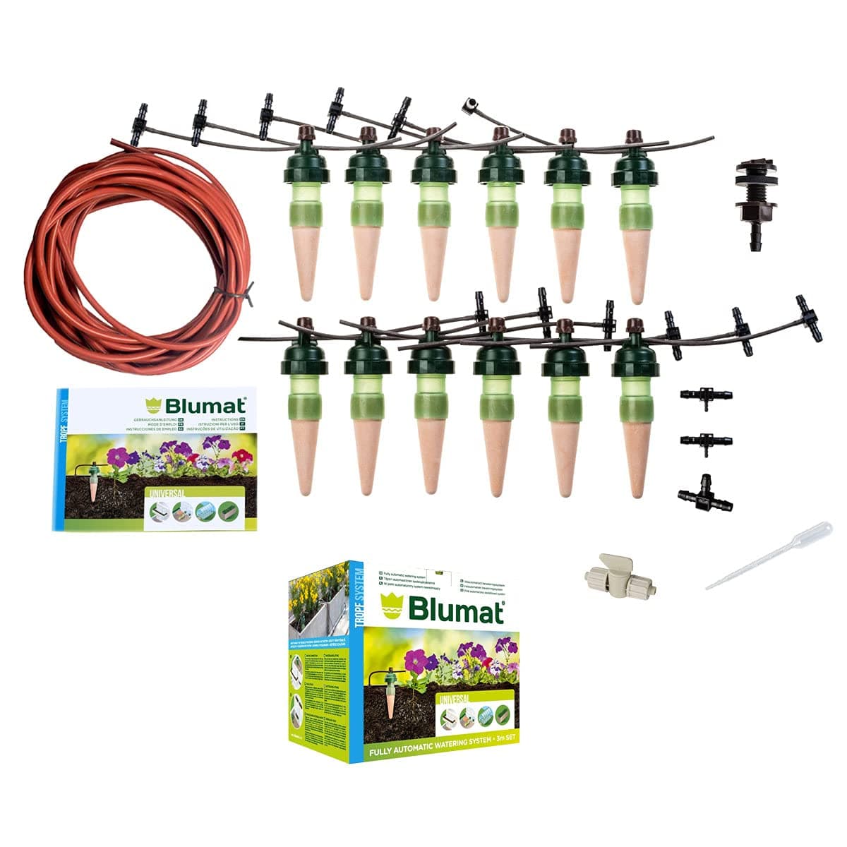 Drip Irrigation System - Tropf Deluxe Automatic Plant Watering Devices for Garden, Patio and Hanging Baskets - Universal Garden Watering System Up to 12 Plants - 12 Pack
