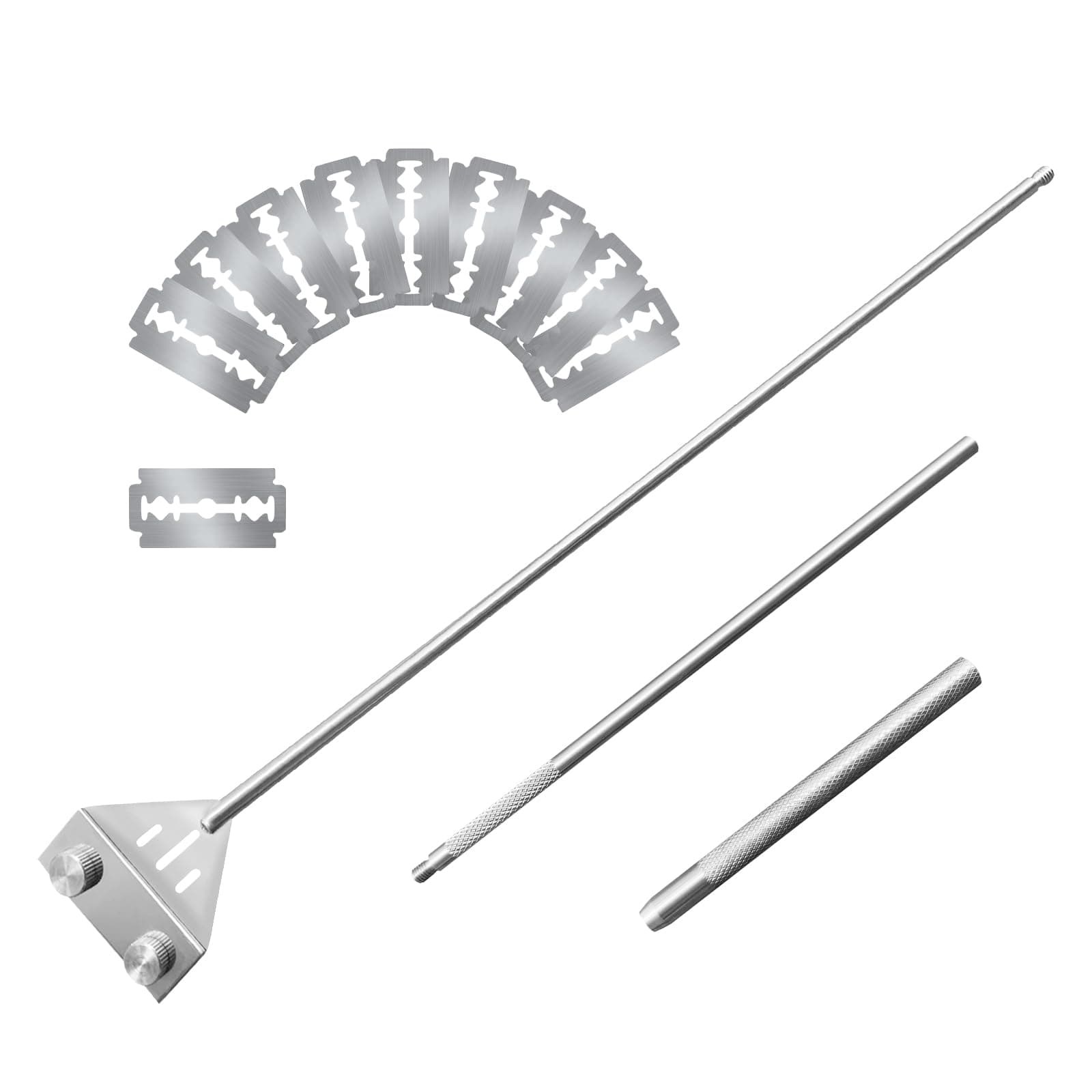 Kirecoo Algae Scraper for Glass Aquariums, 25.6" Fish Tank Cleaner, Stainless Steel Algae Scraper for Fish Tank with 10 Blades, Aquarium Glass Cleaning Tools, Cleaning Accessories