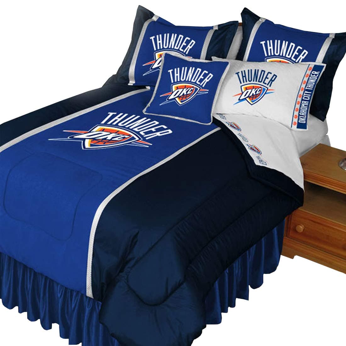 Oklahoma City Thunder QUEEN 7 PIECE BEDDING COMFORTER BED IN A BAG BEDROOM DECOR