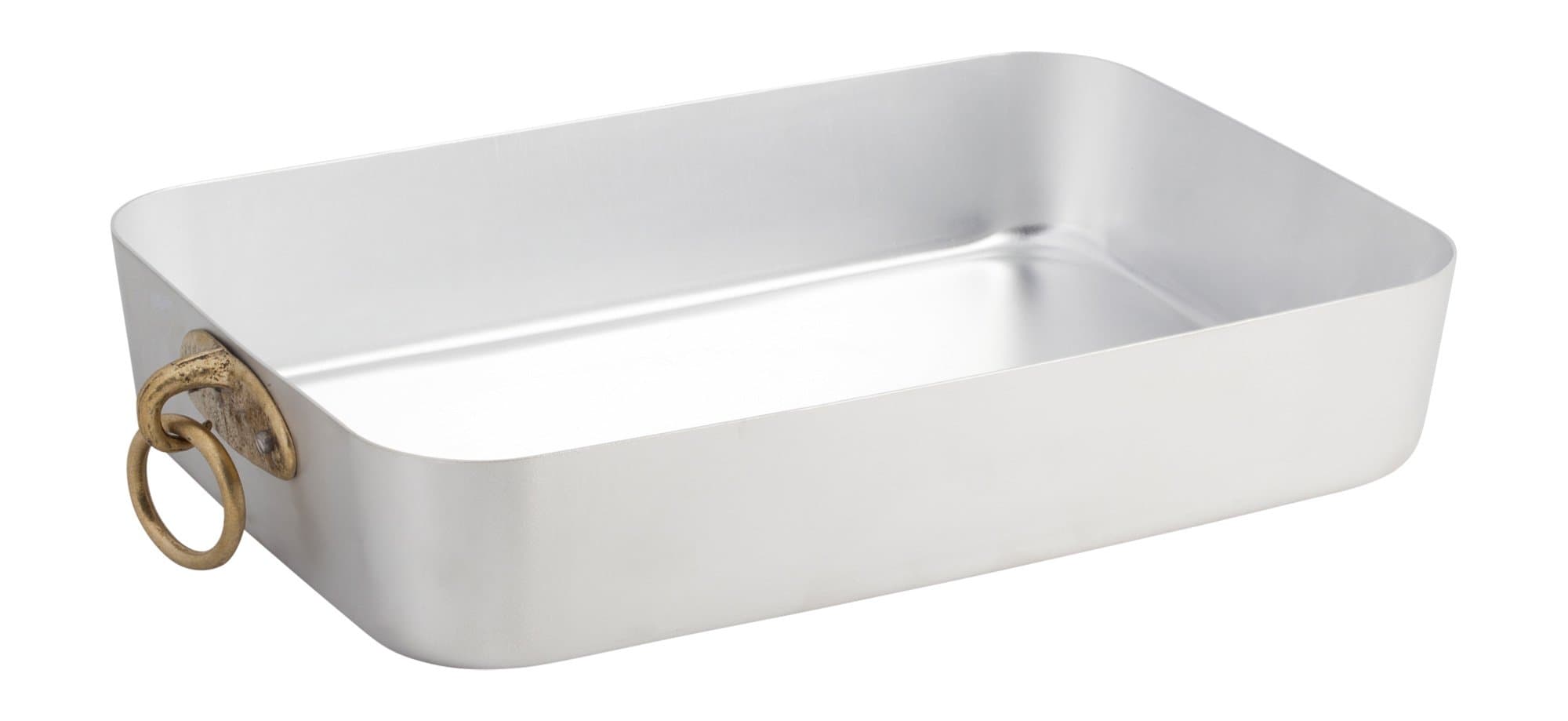 Ottinetti 13.8" x 9.8" "Donna" Brushed Aluminium Roasting Pan With Ring, Medium, Silver