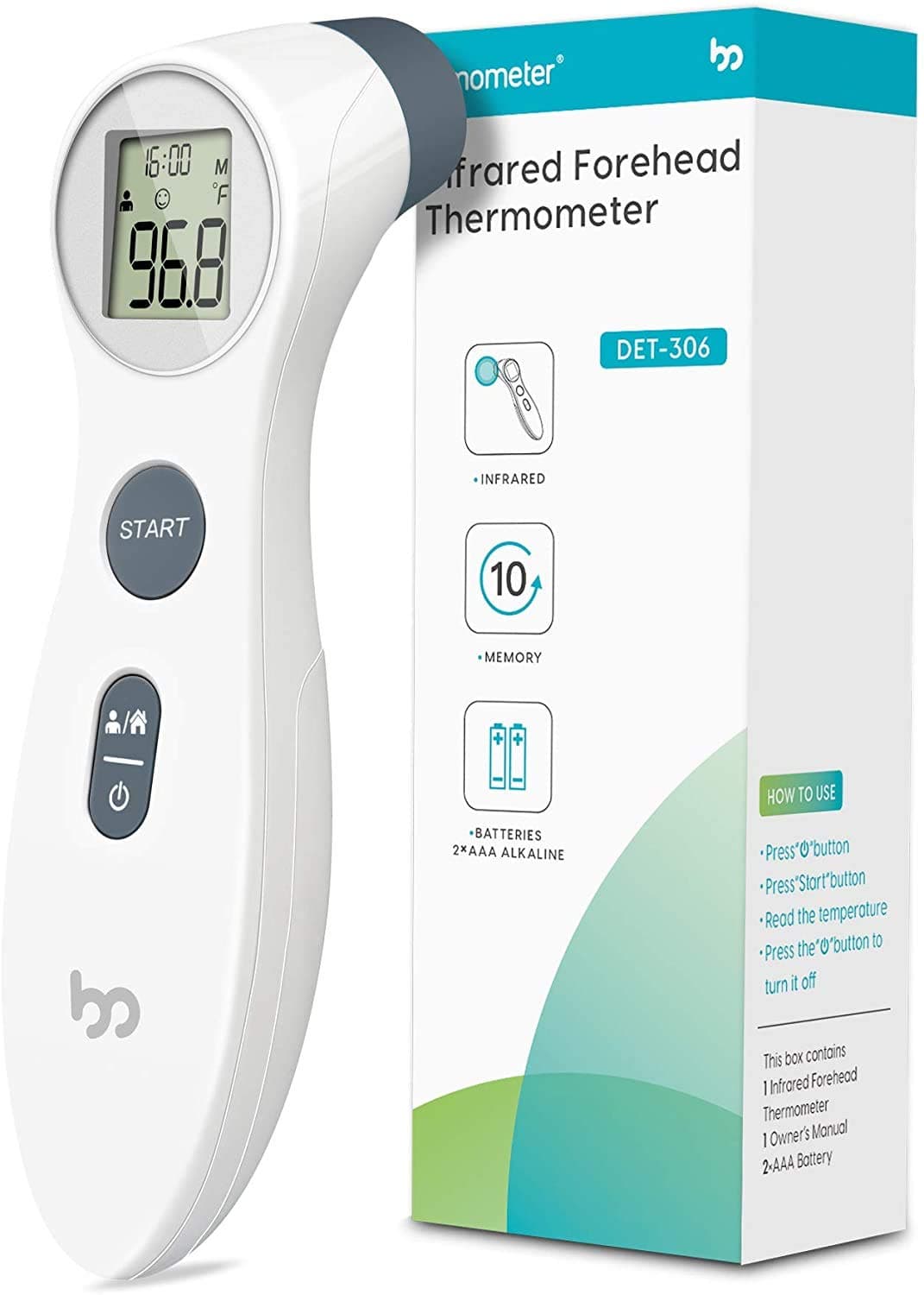 Forehead Digital Thermometer for Fever,No Touch Infrared Thermometer for Adults, Baby Thermometer Suitable for Indoor and Outdoor Use with Instant Read