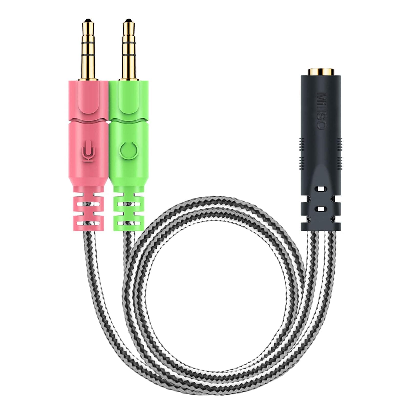 Headphone Splitter for Computer CTIA 3.5mm TRRS Female to Dual TRS Male Mic Audio Jack Y Adapter Headset Splitter Cable for PC Laptop to Gaming Headset - 8inch/20cm
