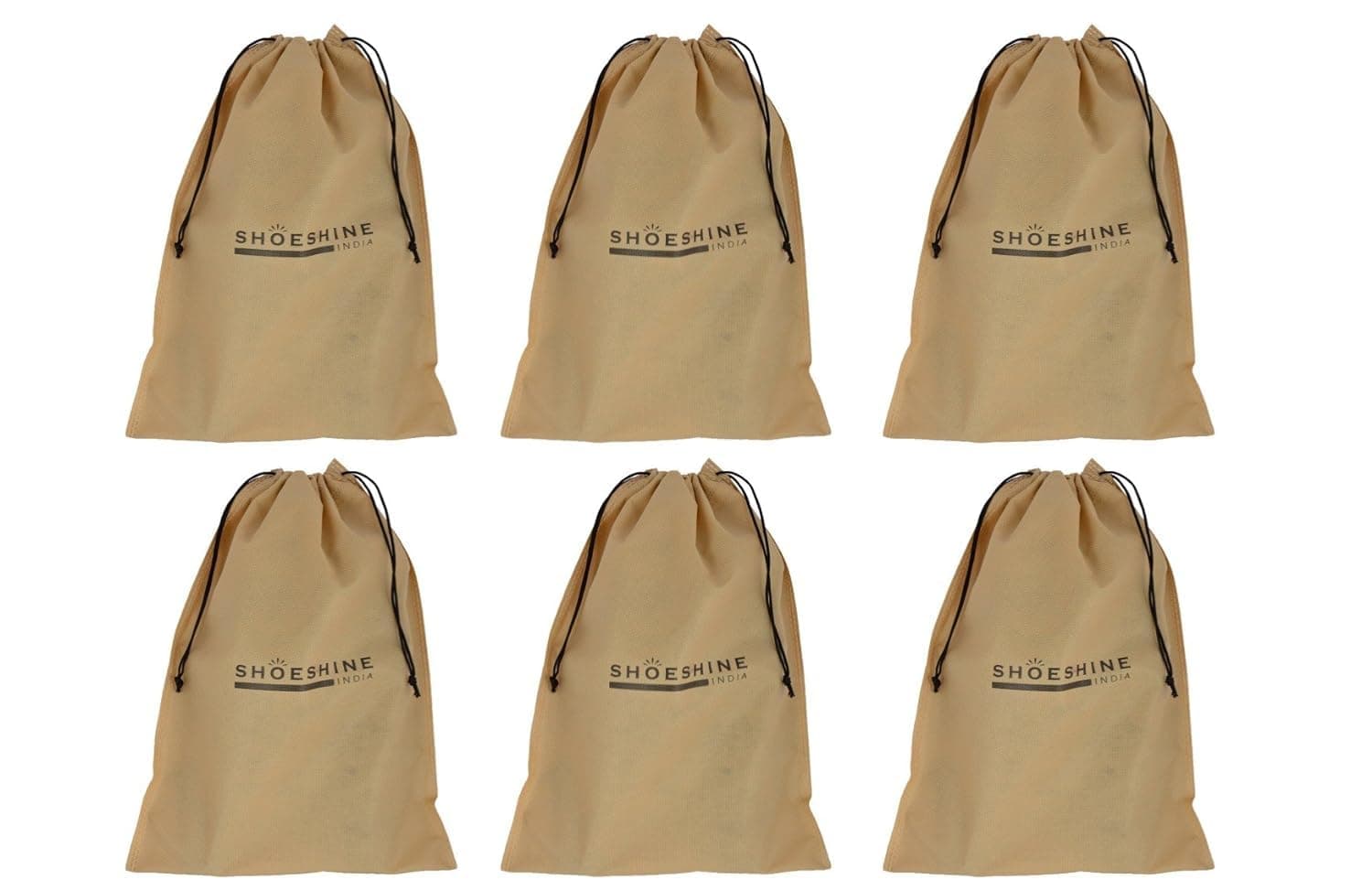 SHOESHINE Beige Shoe Bag (Pack of 6) Travel Pouch for Shoes Packing & Storage for Men & Women Perfect Organzier