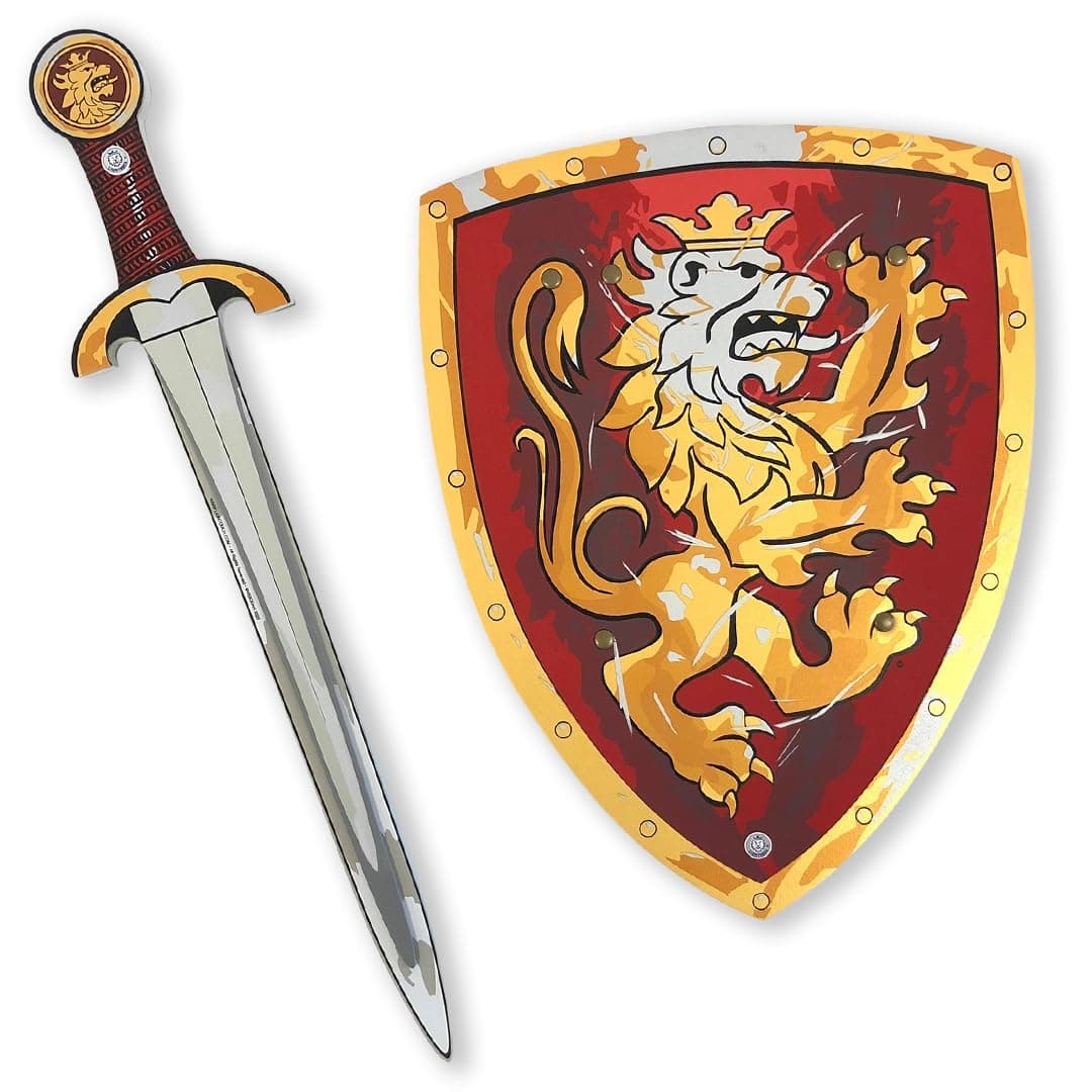 Liontouch - Noble Knight Toy Sword & Shield for Kids, Red | Pretend Play Set in Durable Foam in Traditional Medieval Style | Safe Weapons & Combat Accessories for Dress Up & Knight Costumes for Boys