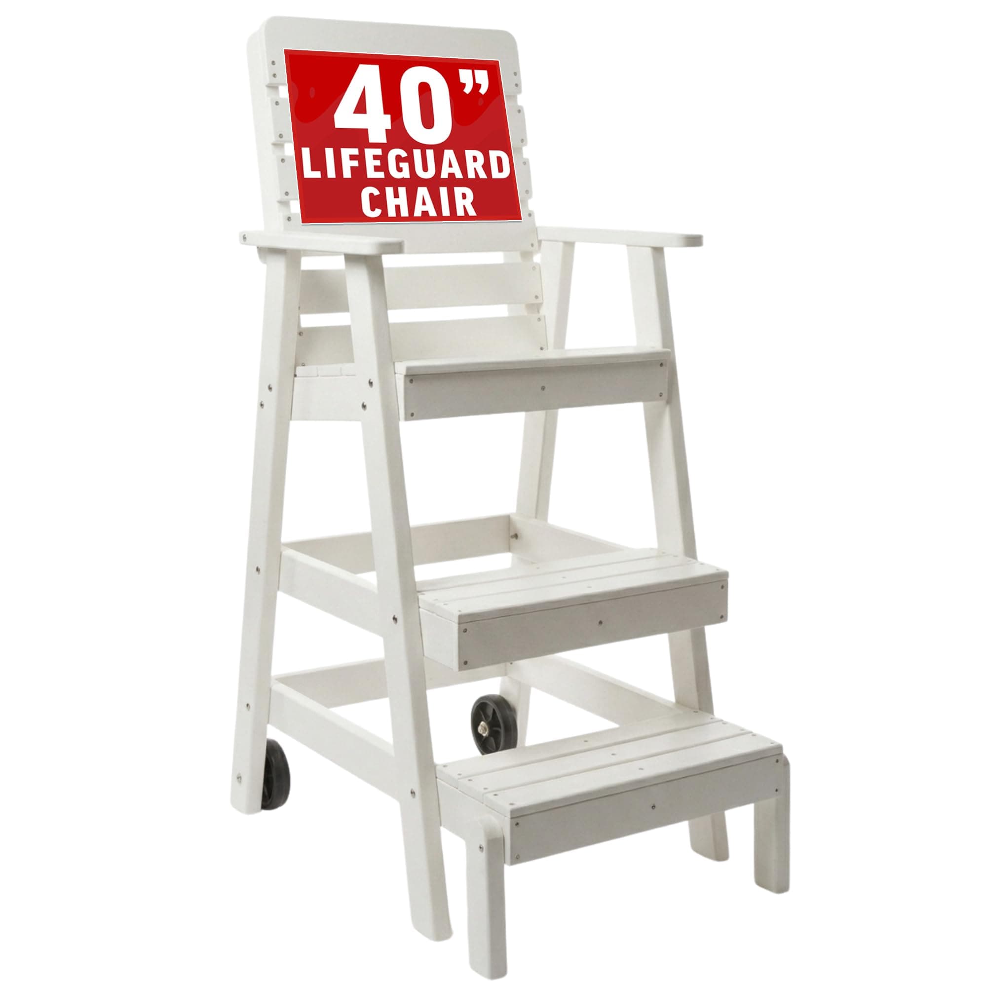 Lifeguard Chair for Pool, Lake and Beach (40") Made in The USA - Durable Recycled Plastic Lumber, Long Service Life, Comfortable with Wide Steps, Stable Platform